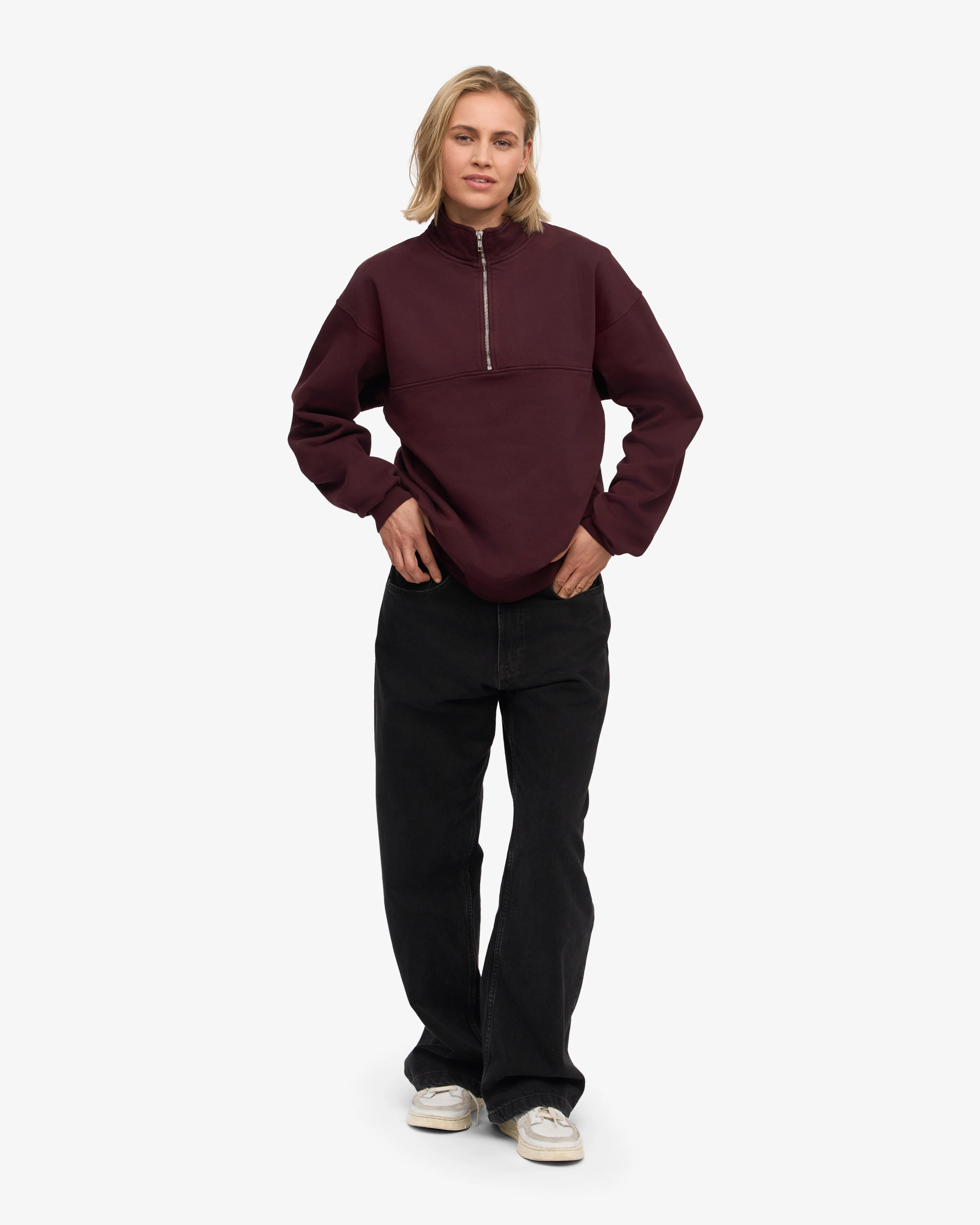 Organic Quarter Zip - Oxblood Red