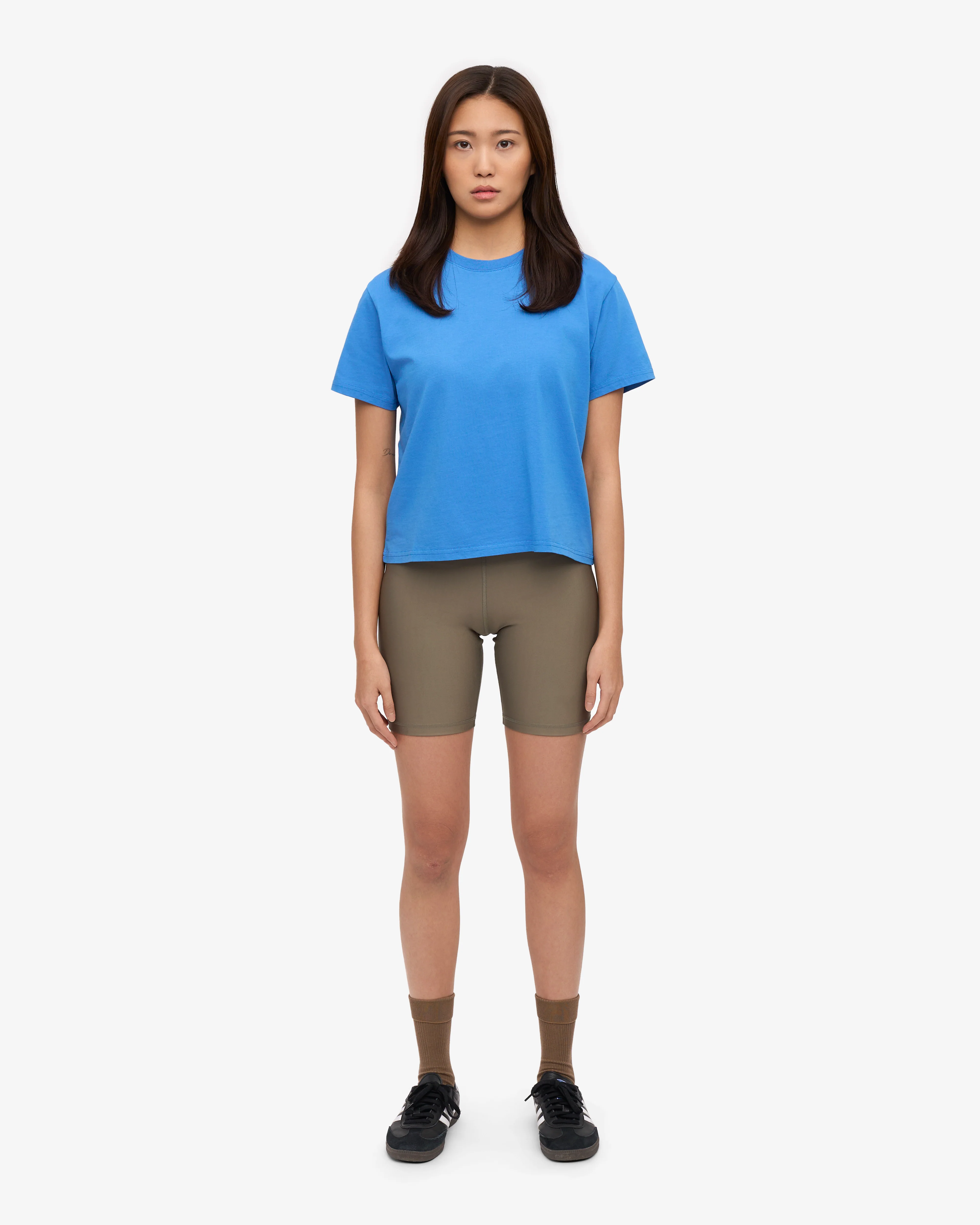 Organic Boxy Crop Tee - Pacific Blue