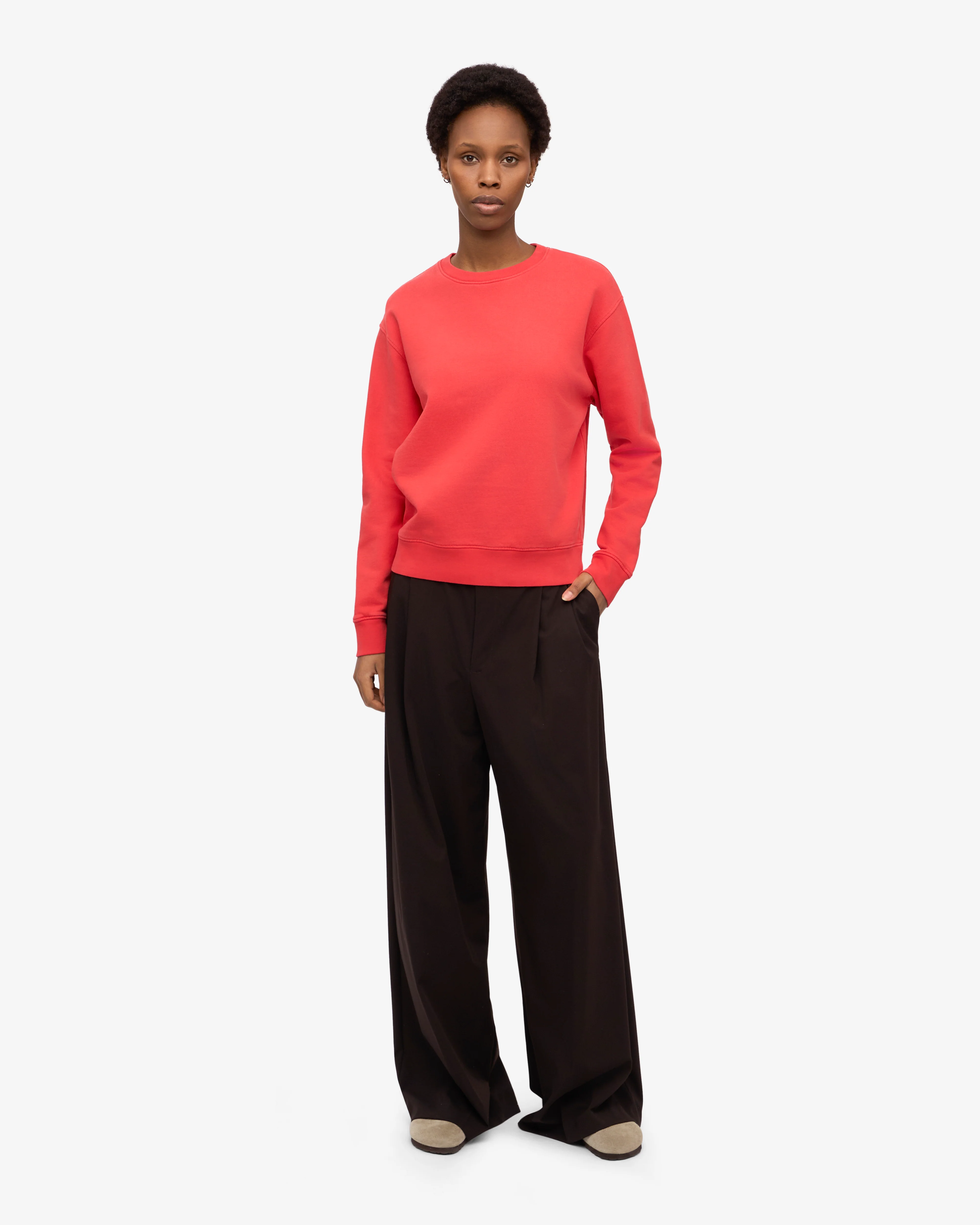 Women Classic Organic Crew - Red Tangerine