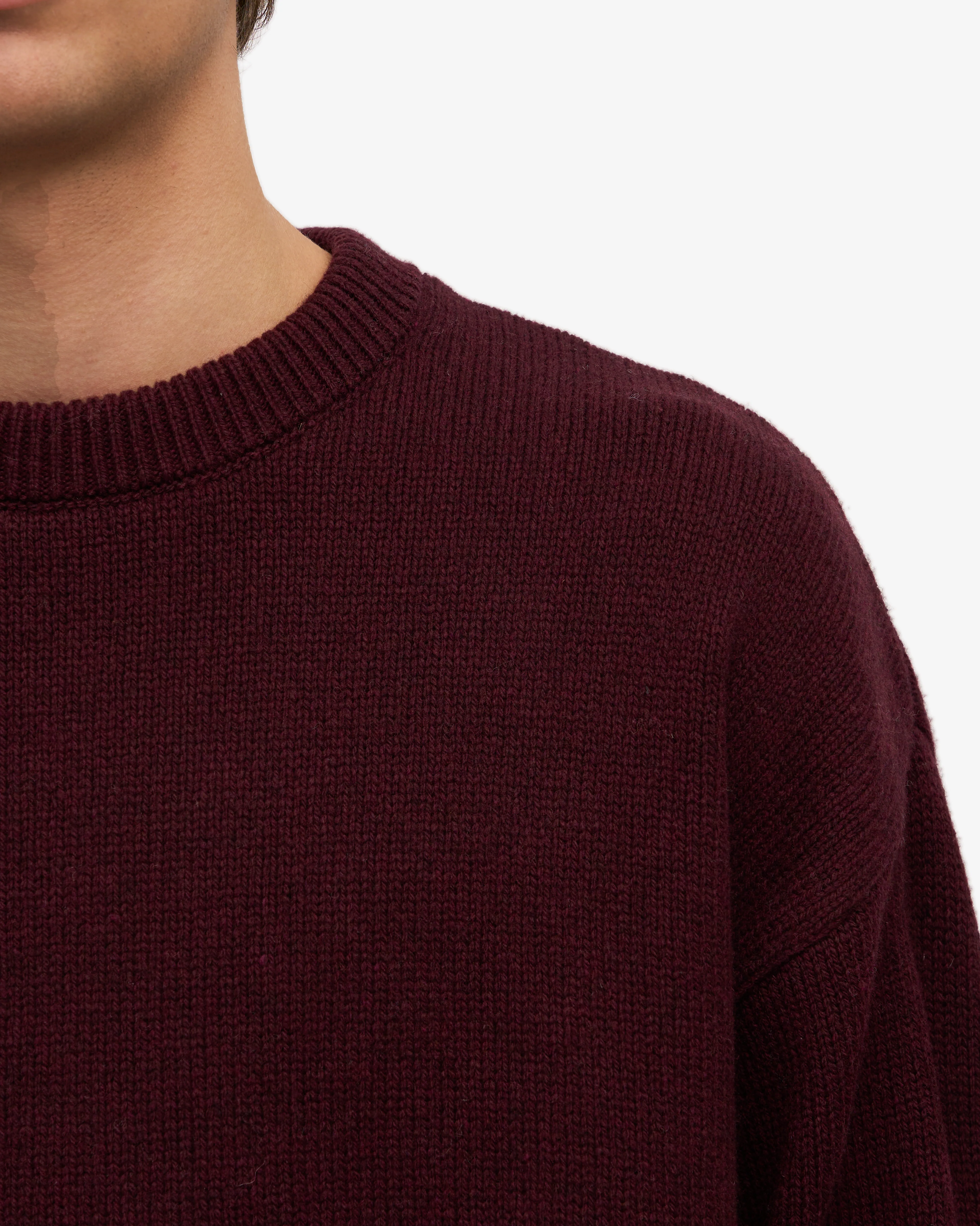 Oversized Merino Wool Crew - Oxblood Red