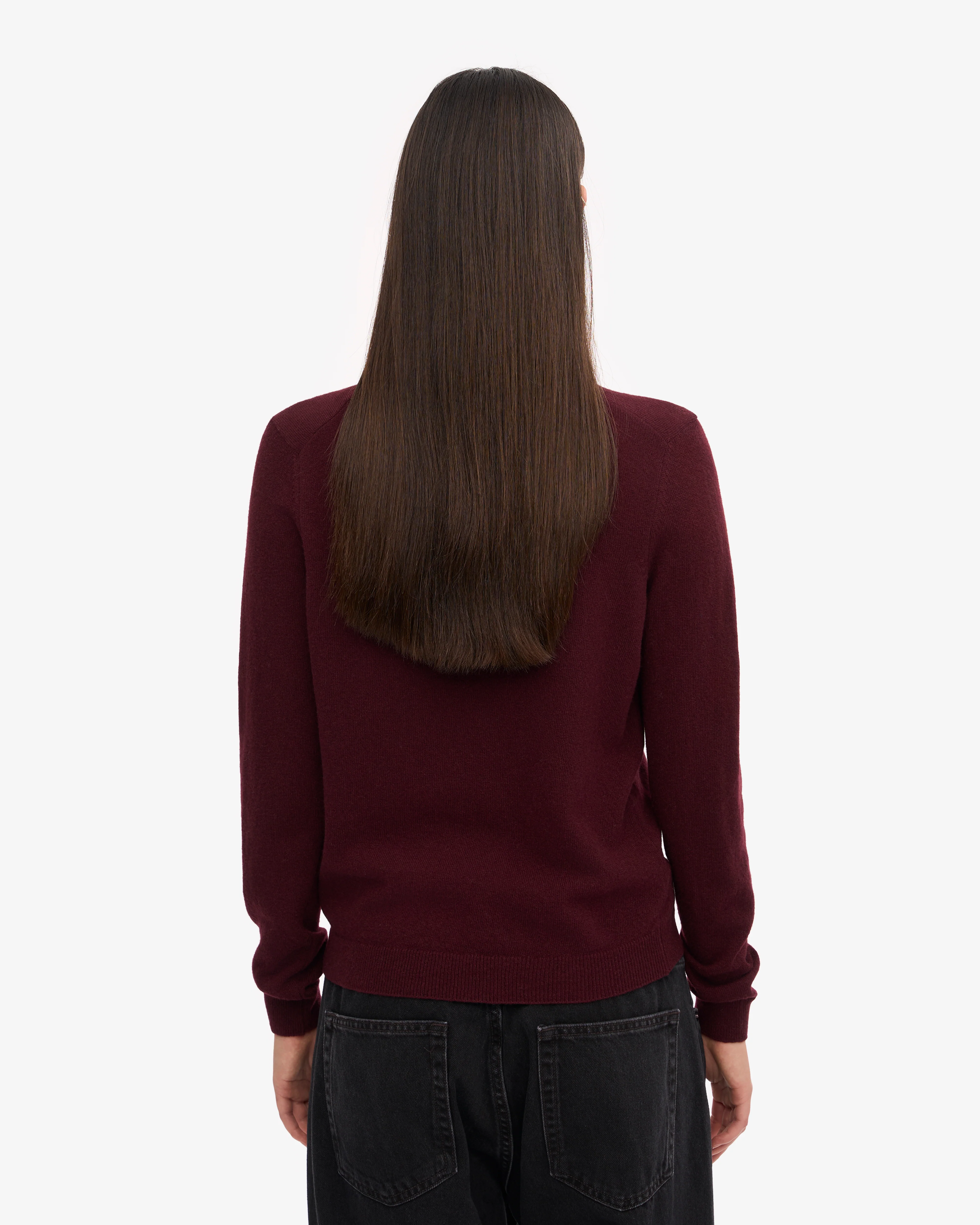 Women Light Merino Wool Crew - Oxblood Red