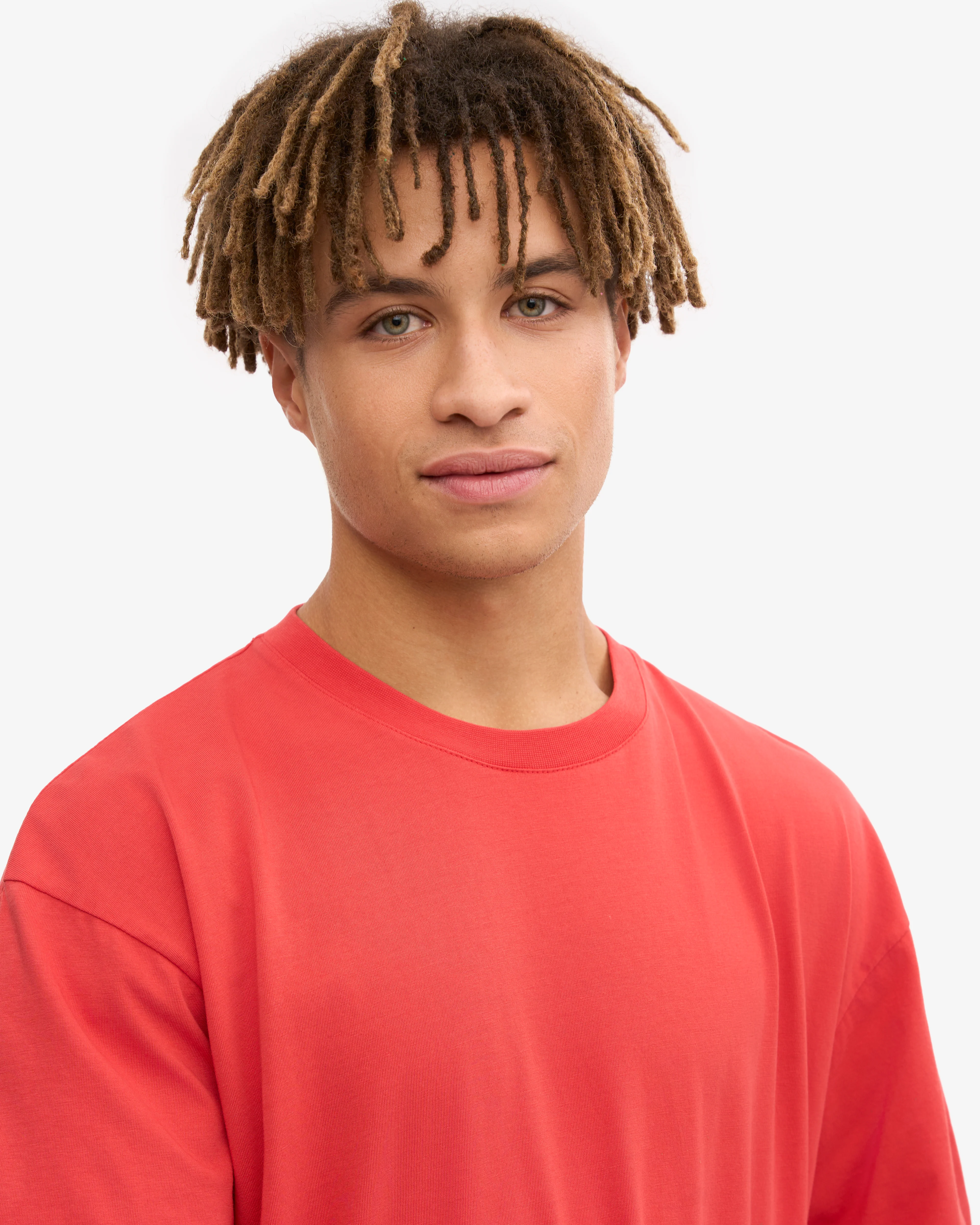 Oversized Organic T-Shirt - Red Tangerine