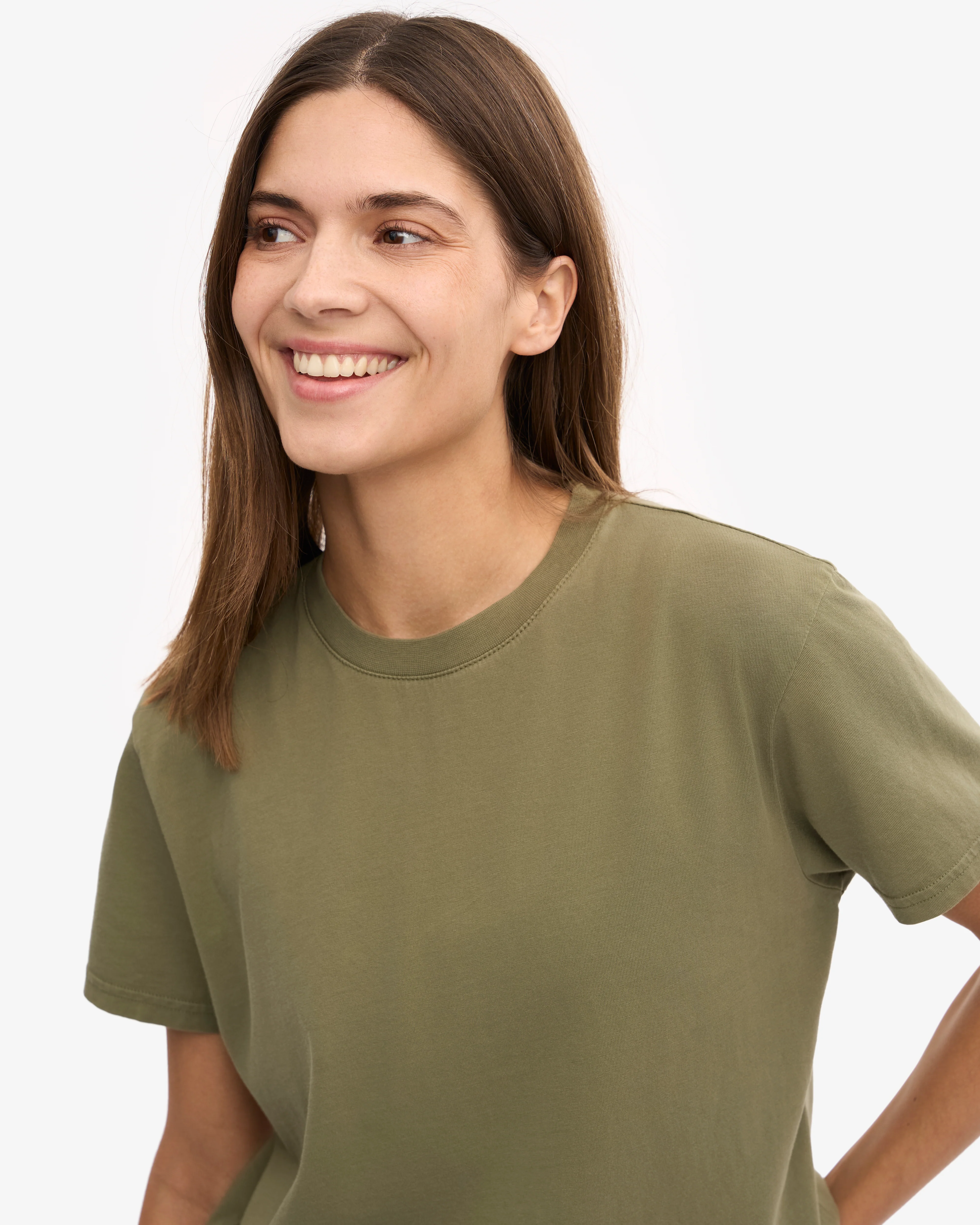 Organic Boxy Crop Tee - Dusty Olive