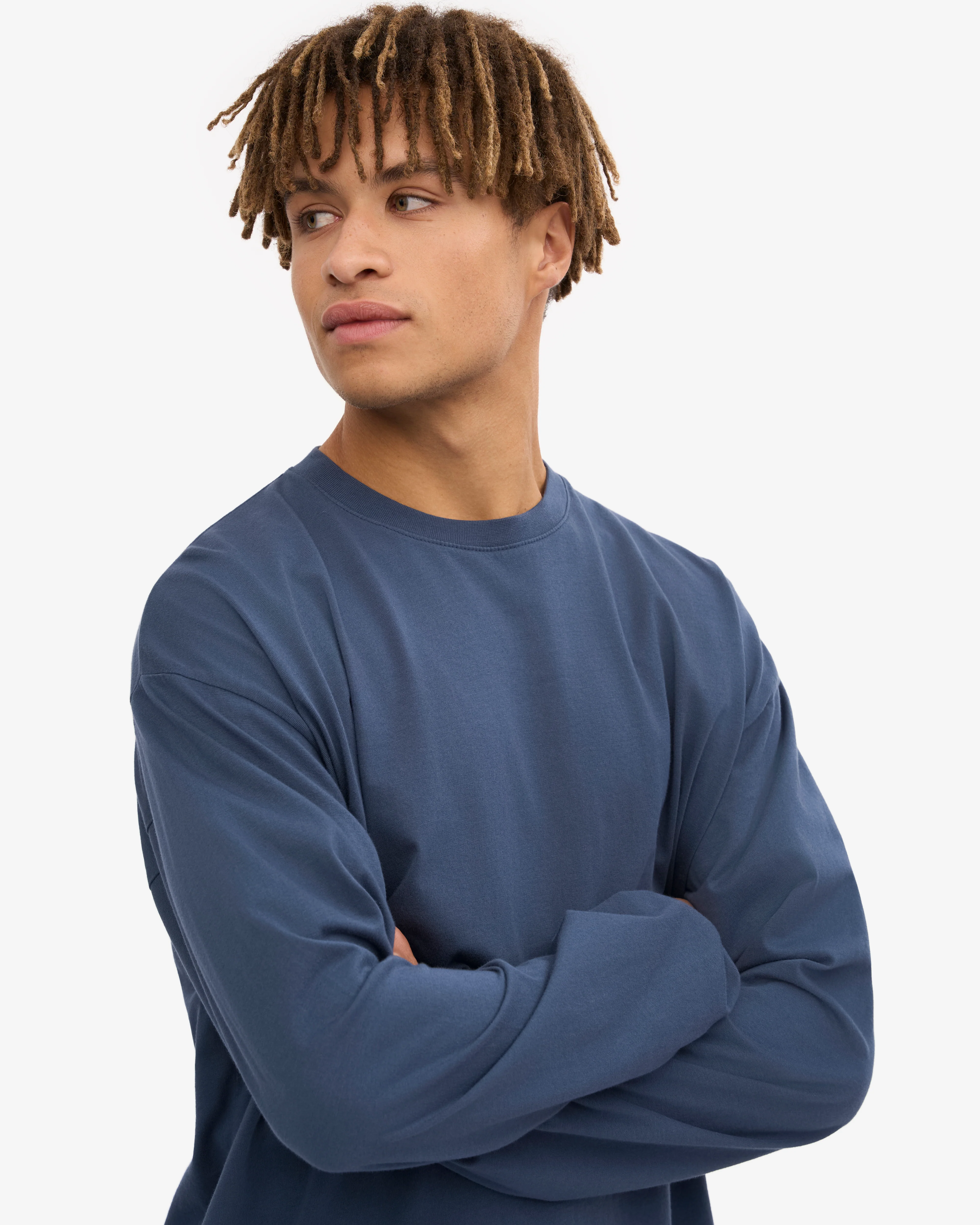 Oversized Organic LS T-Shirt - Petrol Blue