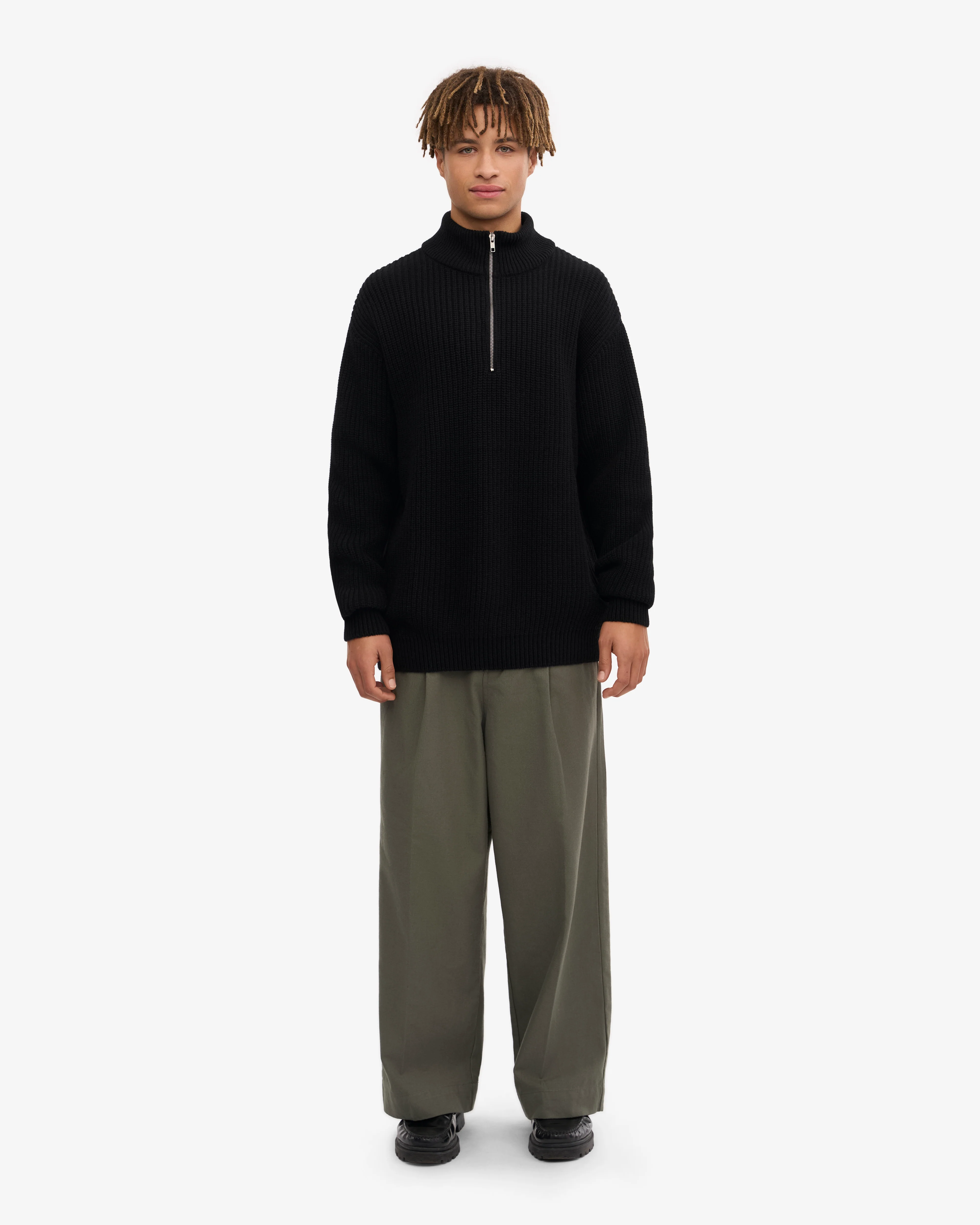 Merino Quarter Zip - Deep Black