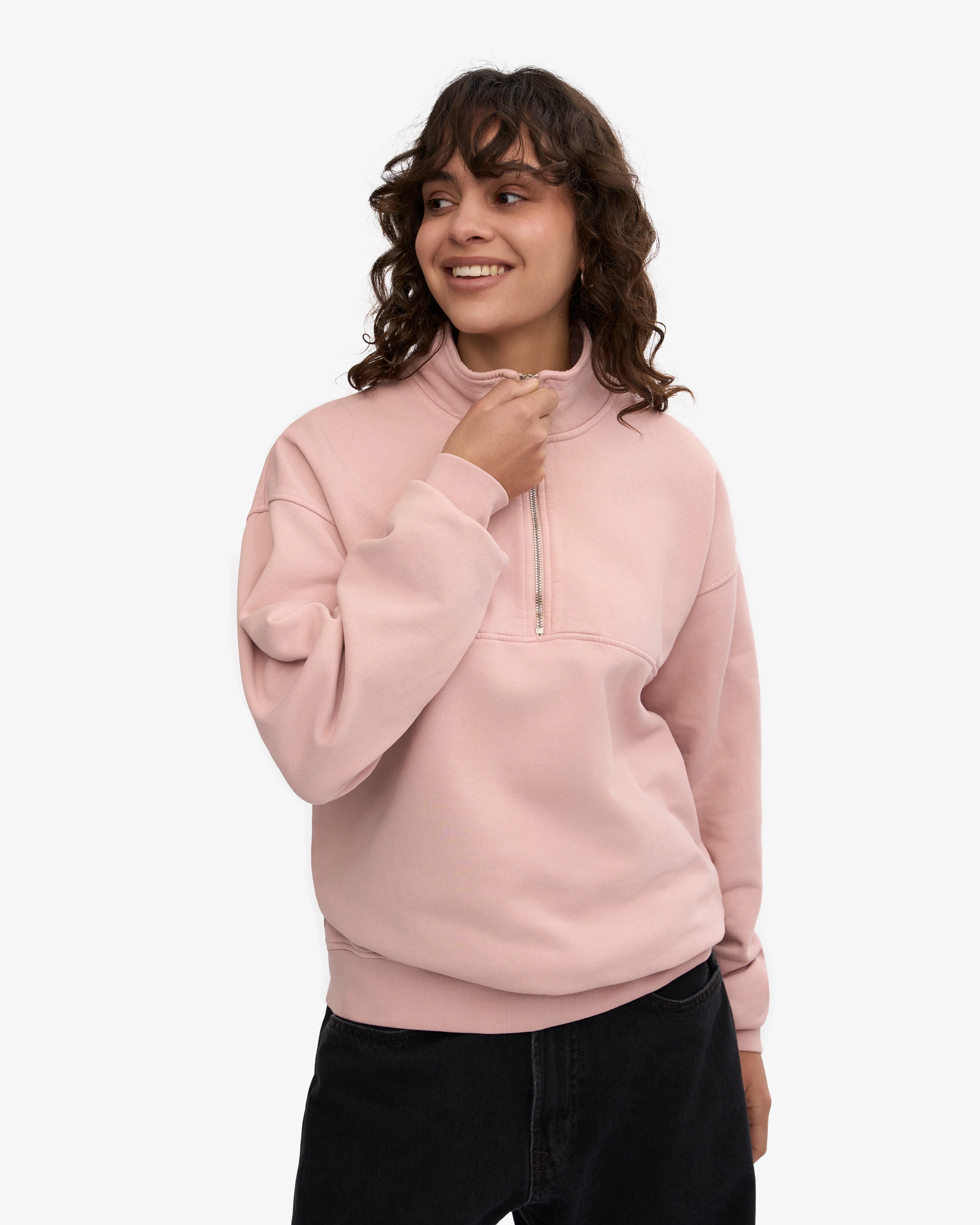 Organic Quarter Zip - Faded Pink