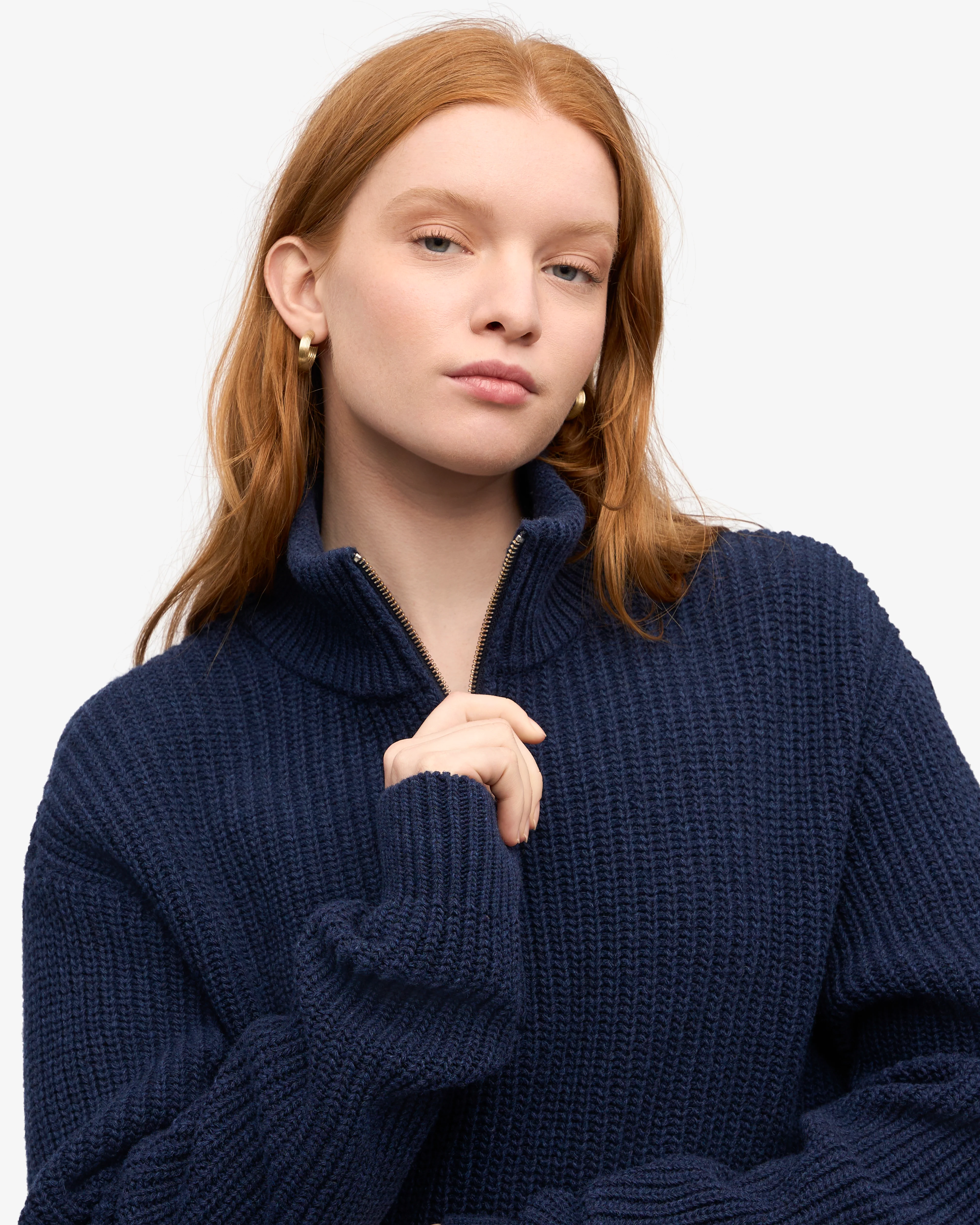 Merino Quarter Zip - Marine Blue