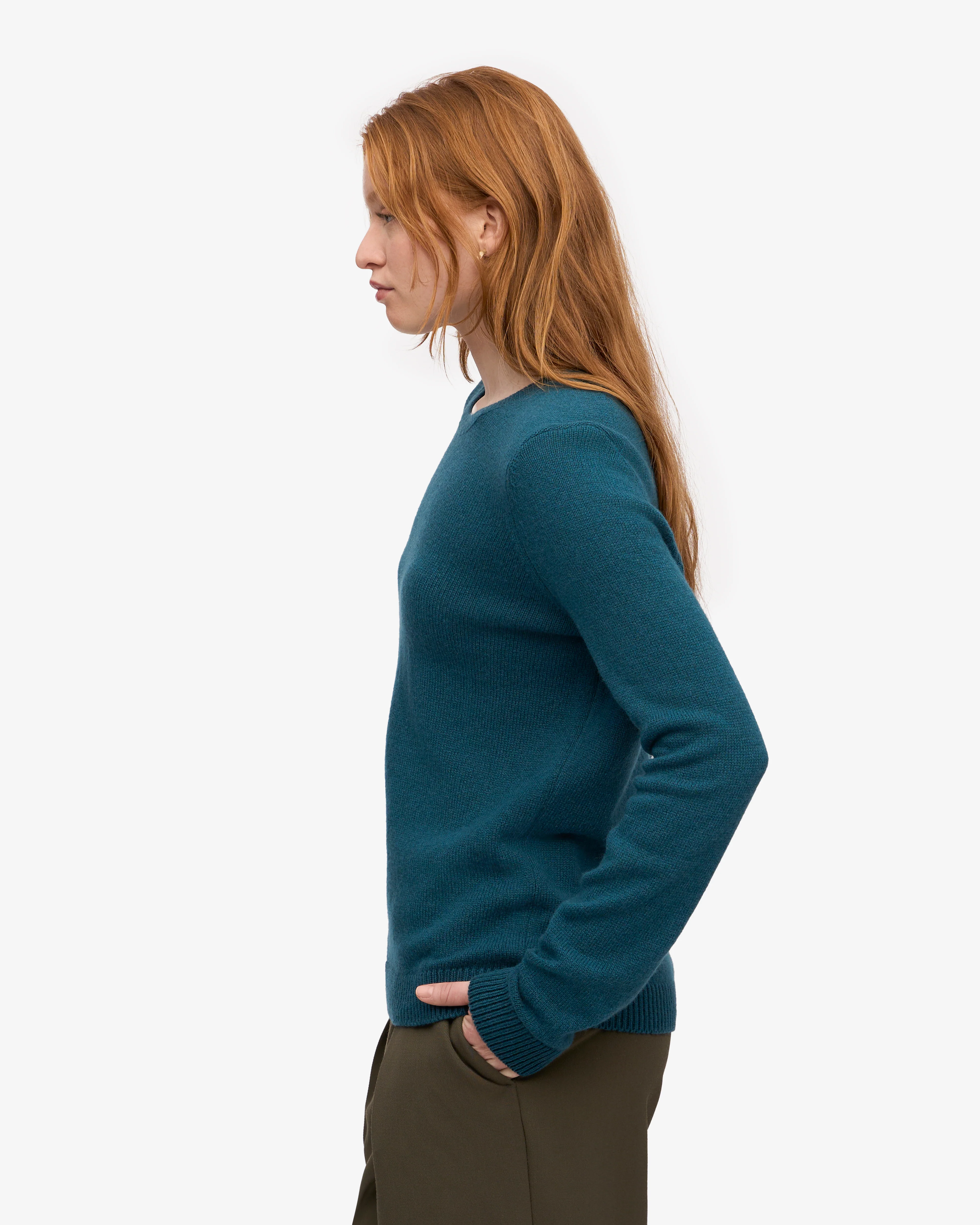 Women Classic Merino Wool Crew - Ocean Green