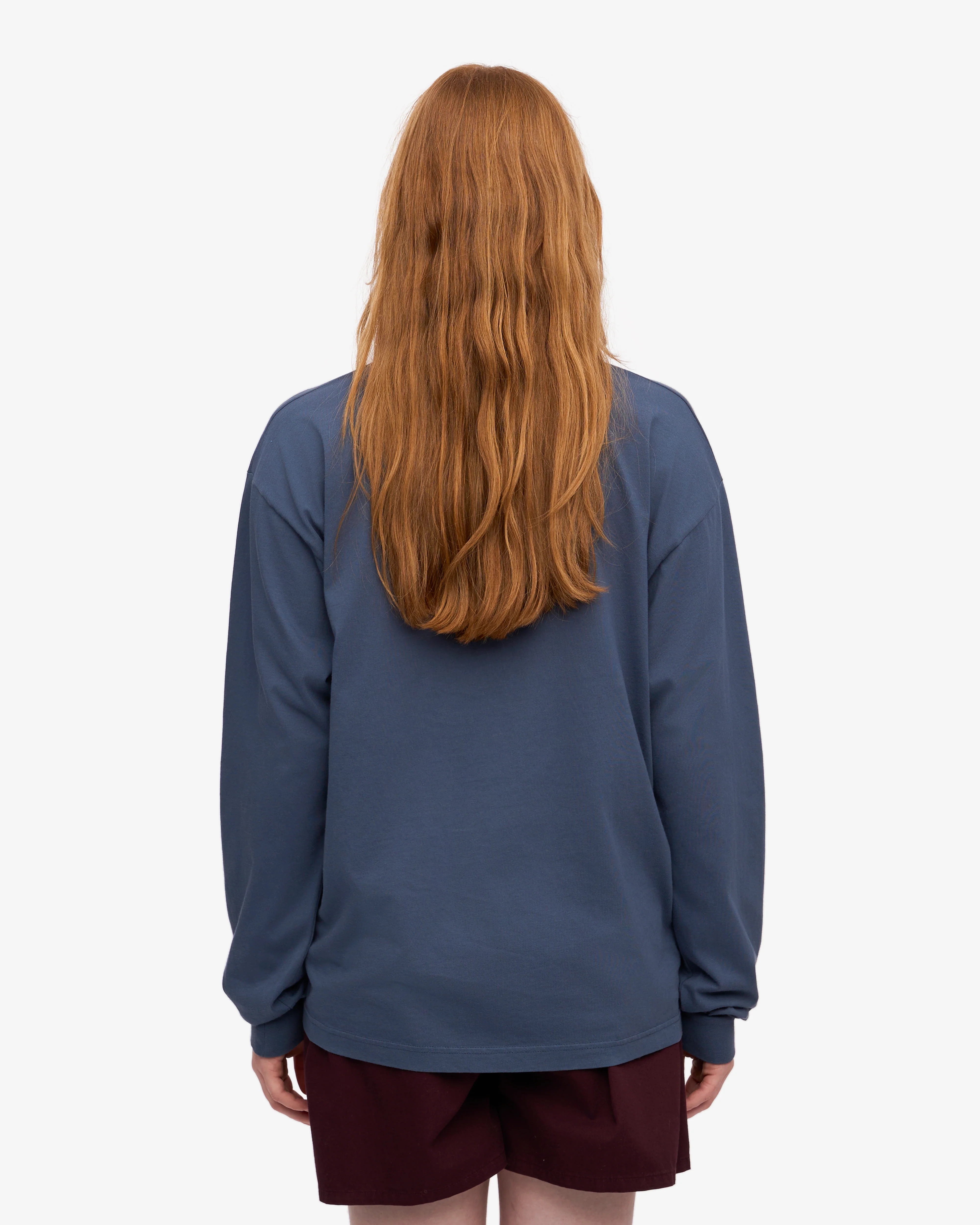 Oversized Organic LS T-Shirt - Petrol Blue