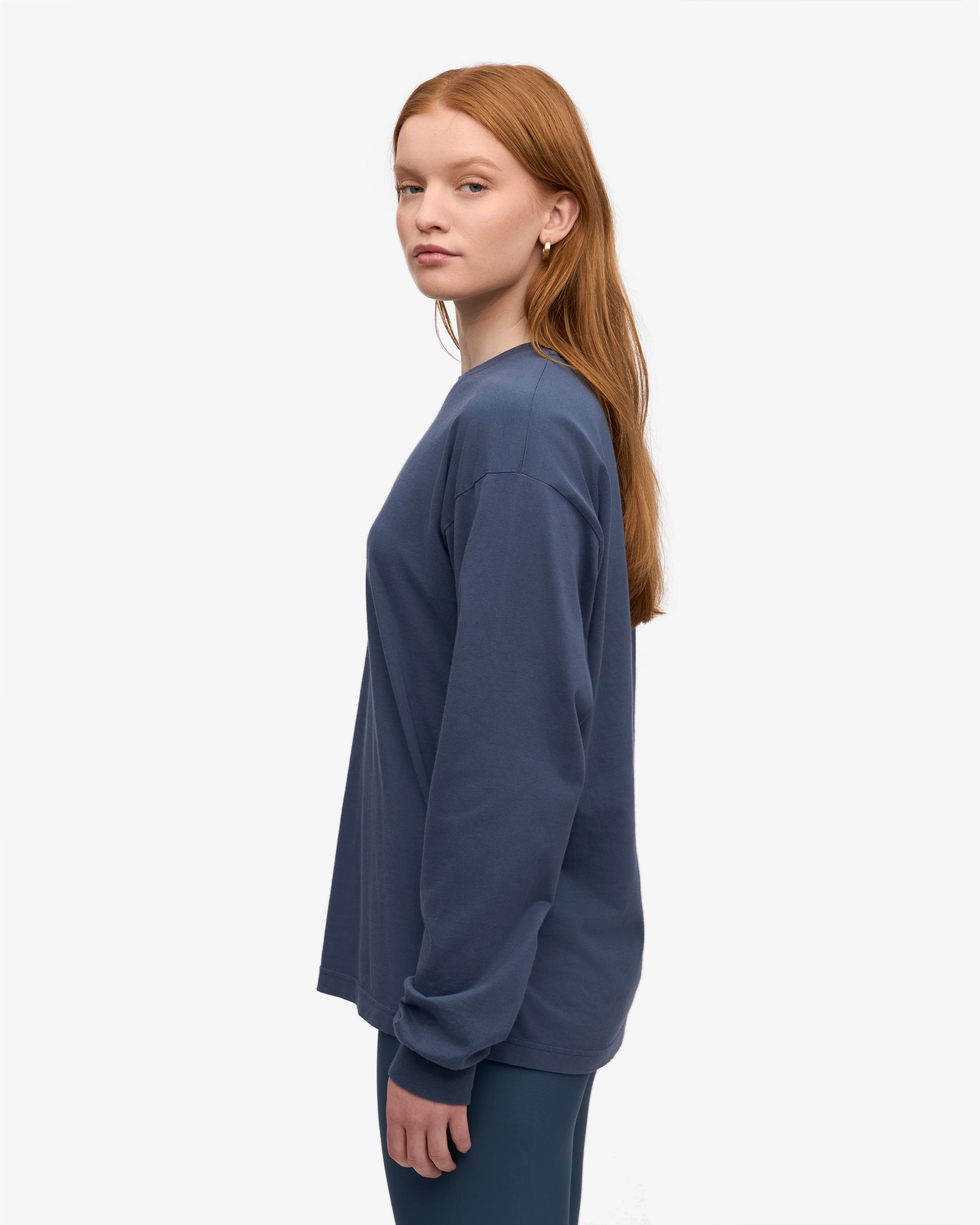 Oversized Organic LS T-Shirt - Petrol Blue