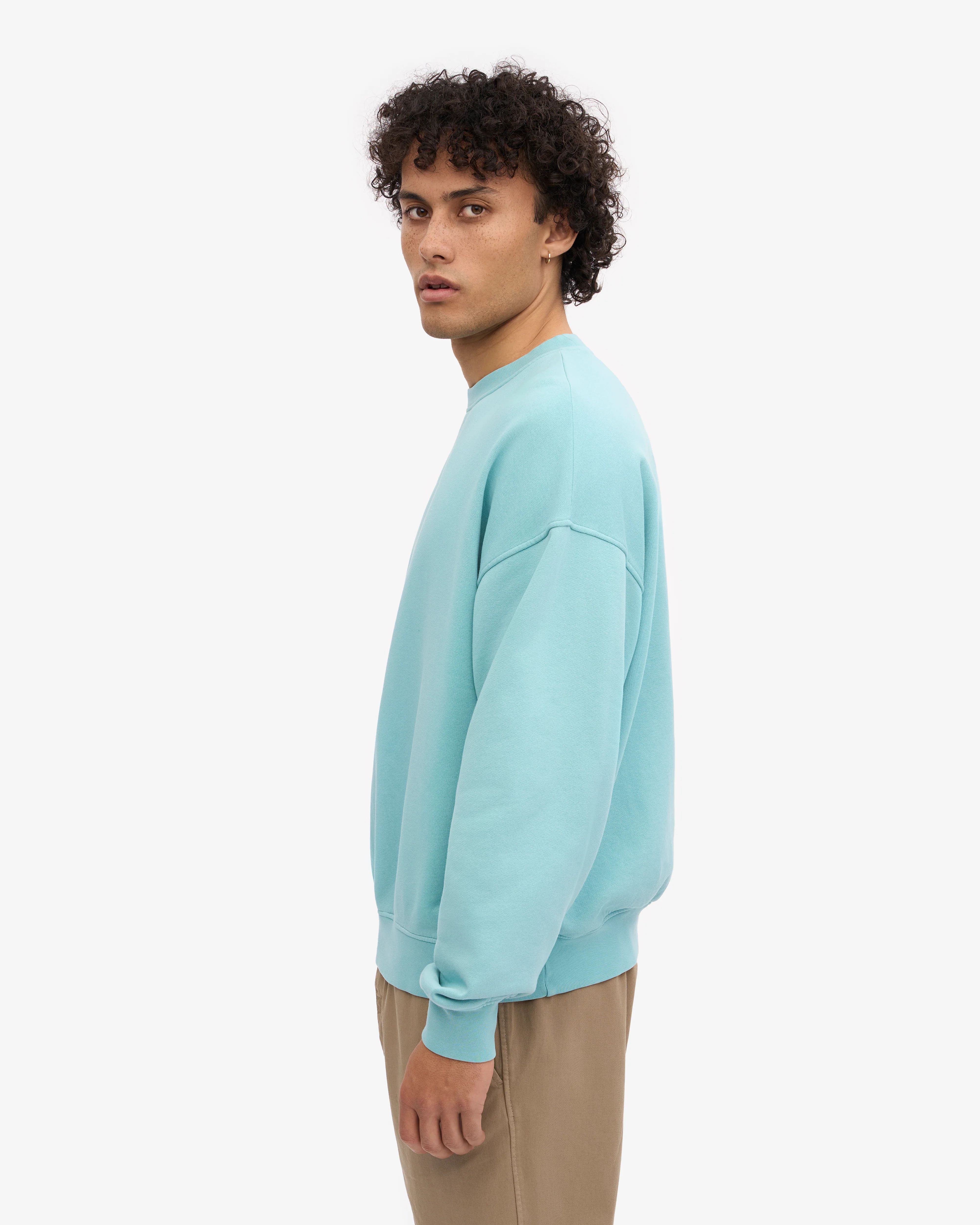 Organic Oversized Crew - Teal Blue