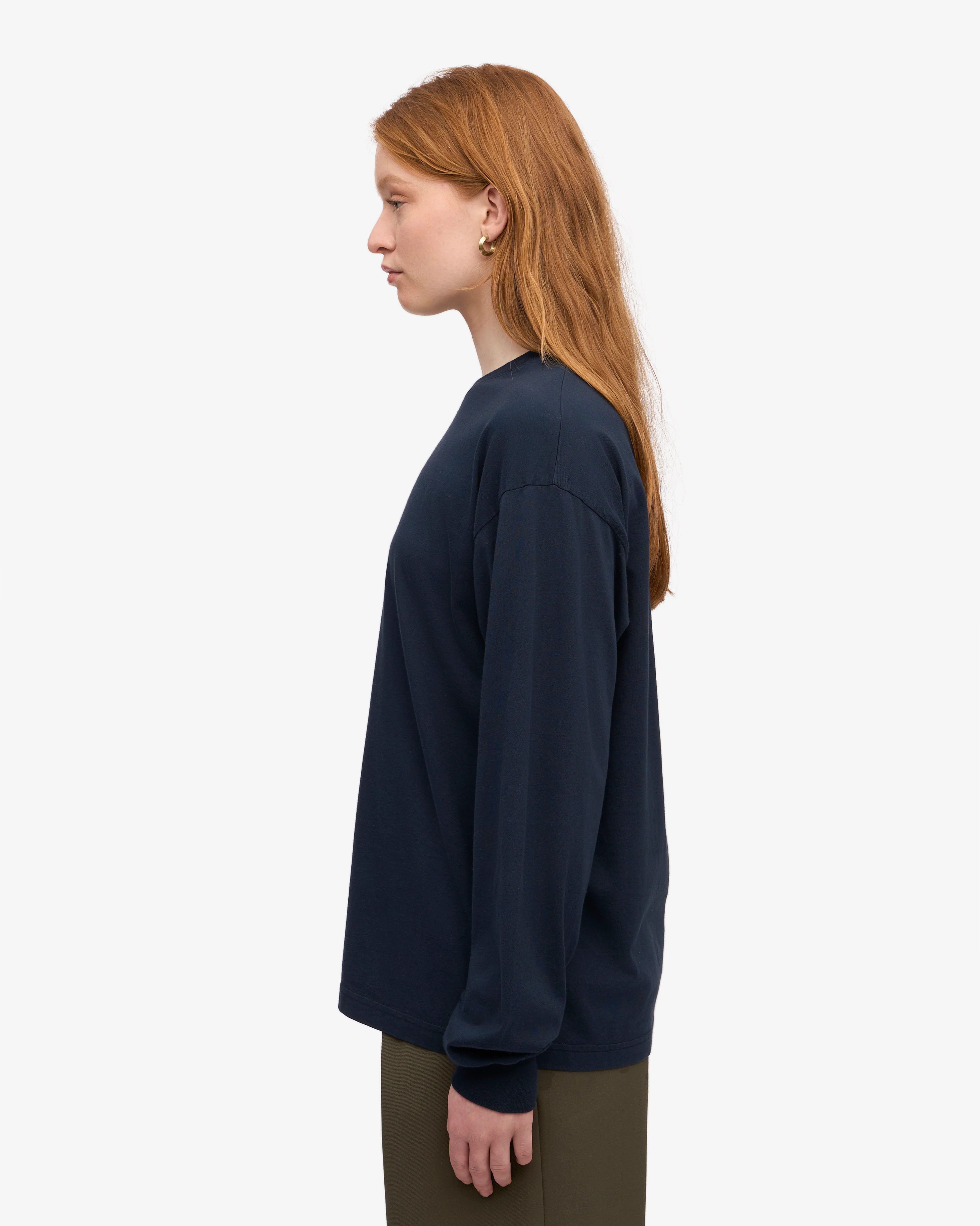 Oversized Organic LS T-Shirt - Navy Blue