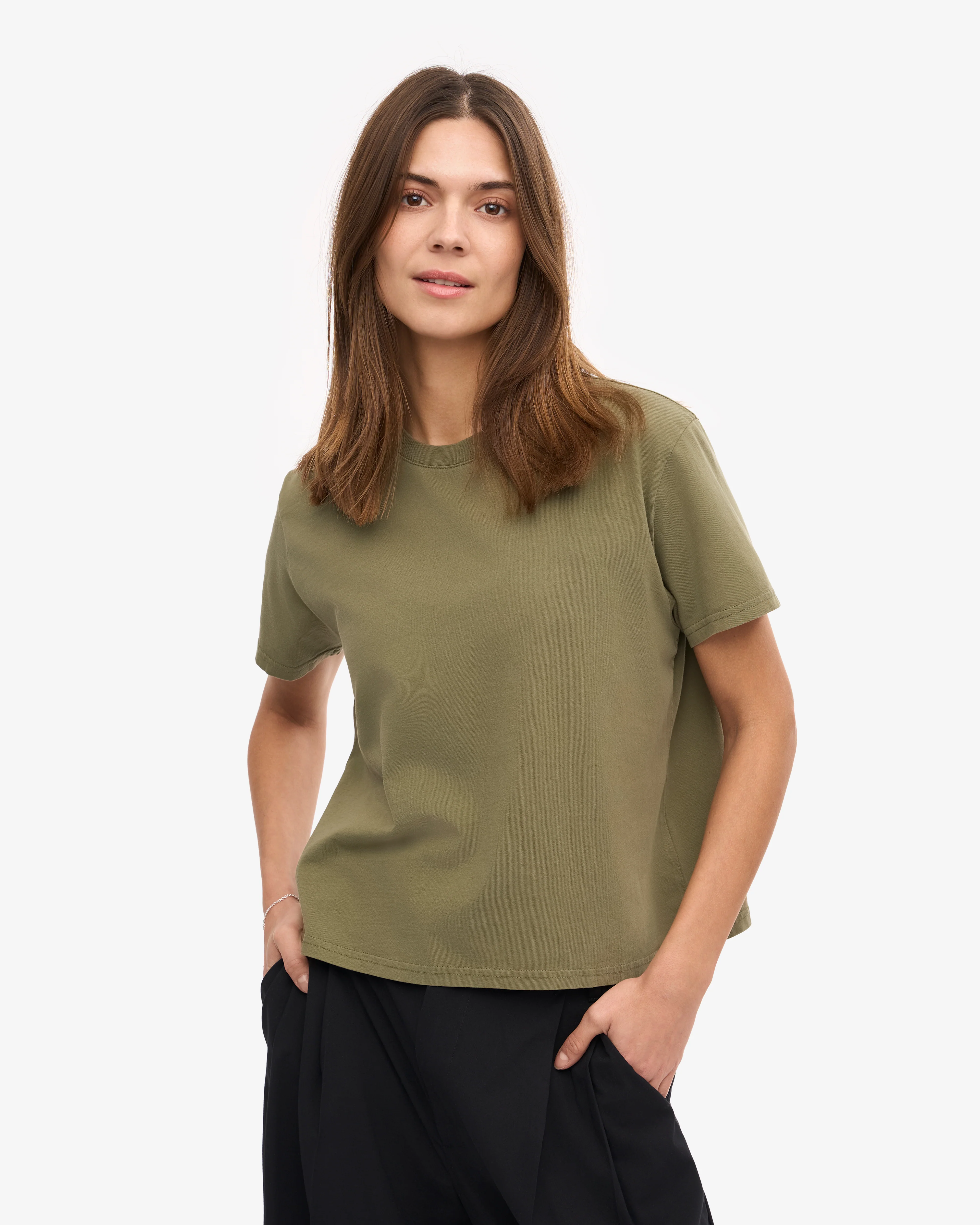 Organic Boxy Crop Tee - Dusty Olive