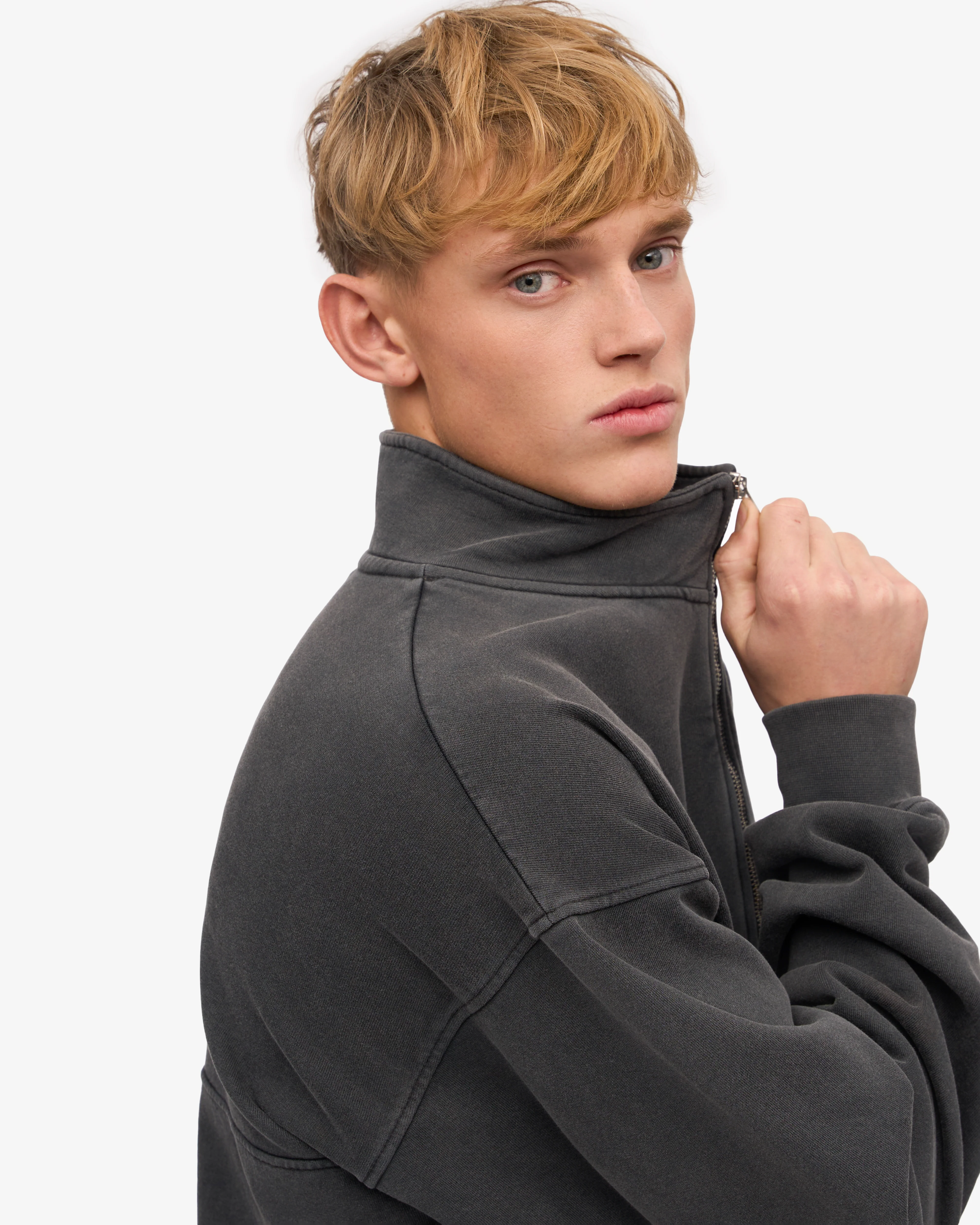 Organic Quarter Zip - Faded Black