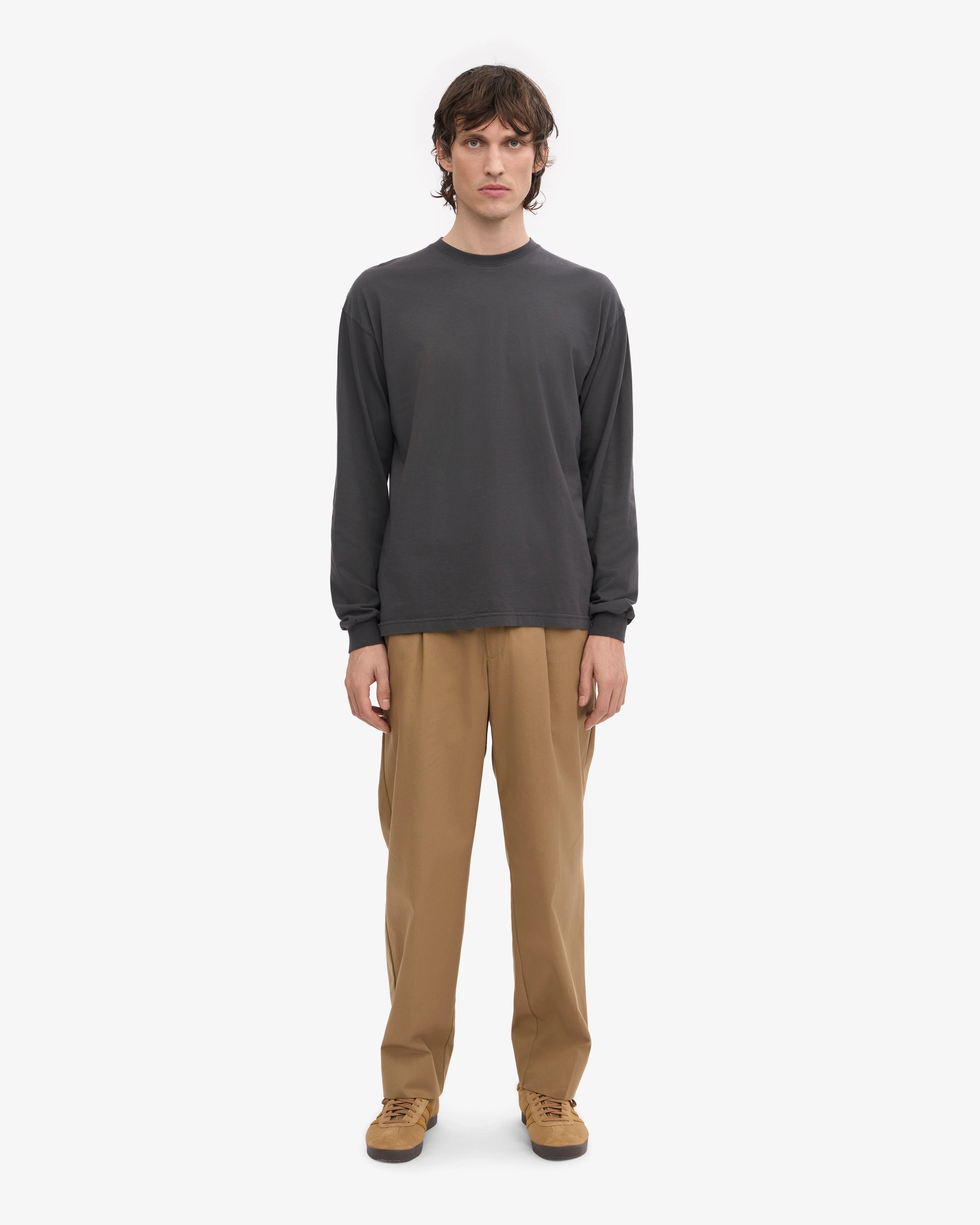 Oversized Organic LS T-Shirt - Lava Grey