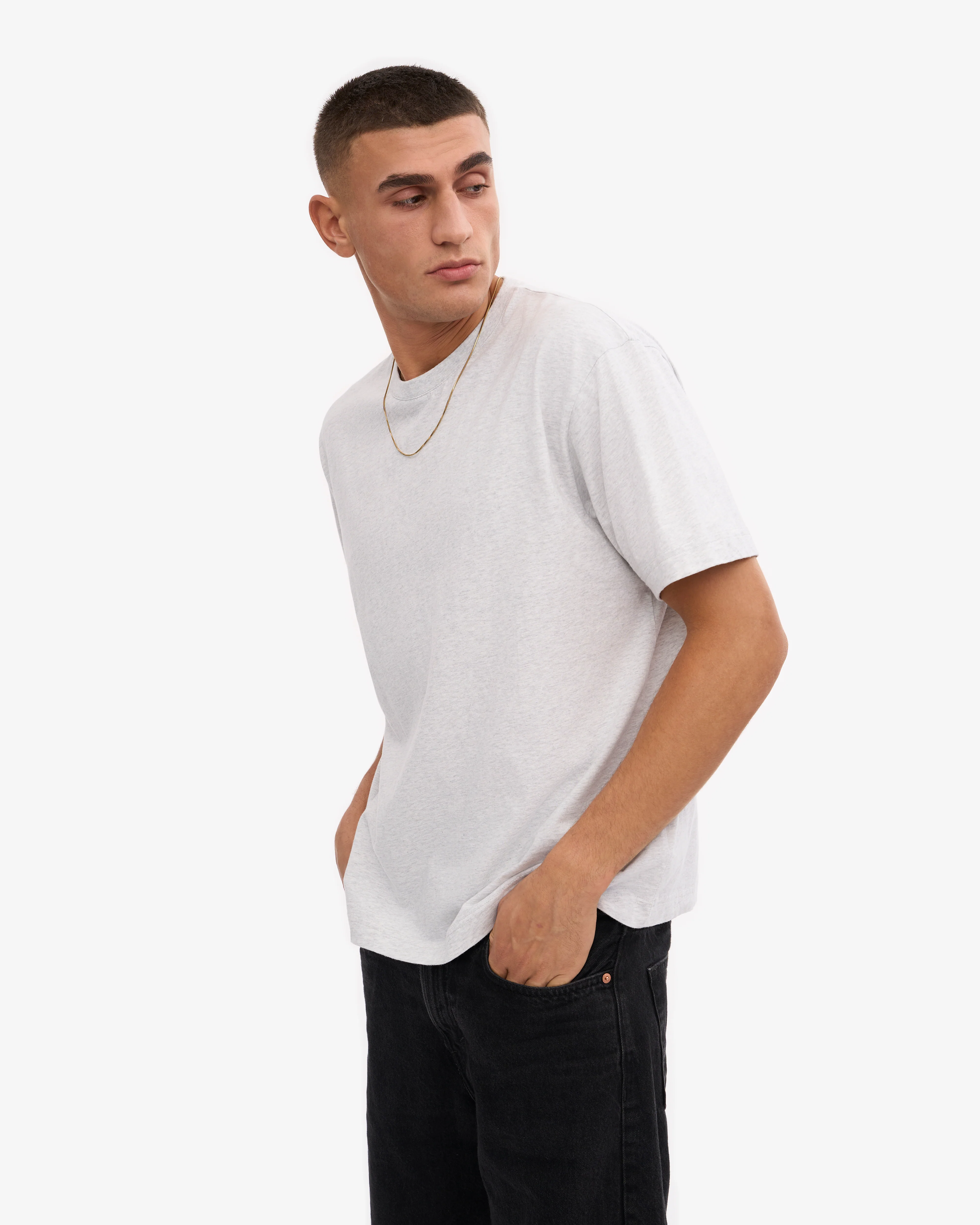 Oversized Organic T-Shirt - Snow Melange