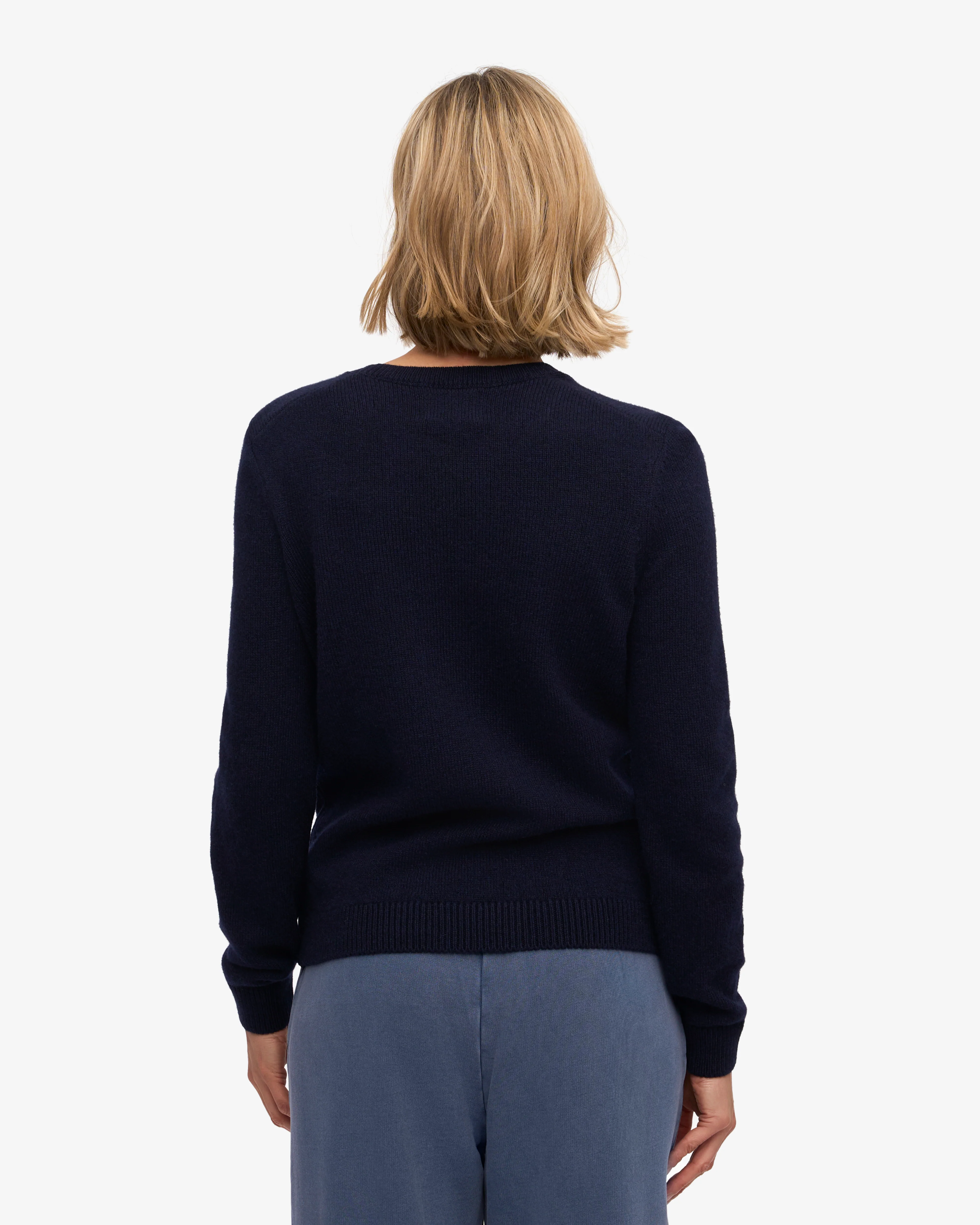 Women Classic Merino Wool Crew - Navy Blue