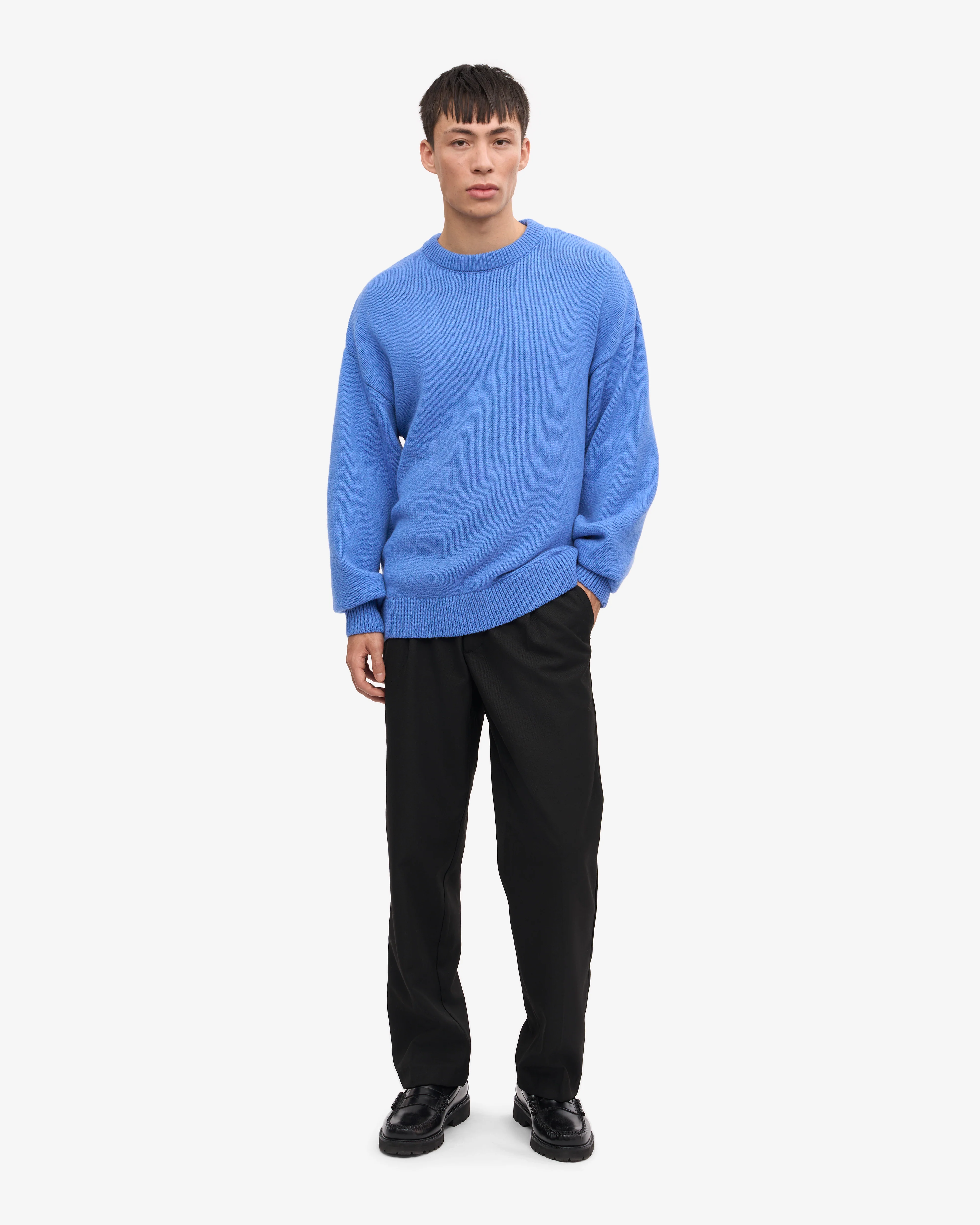 Oversized Merino Wool Crew - Pacific Blue
