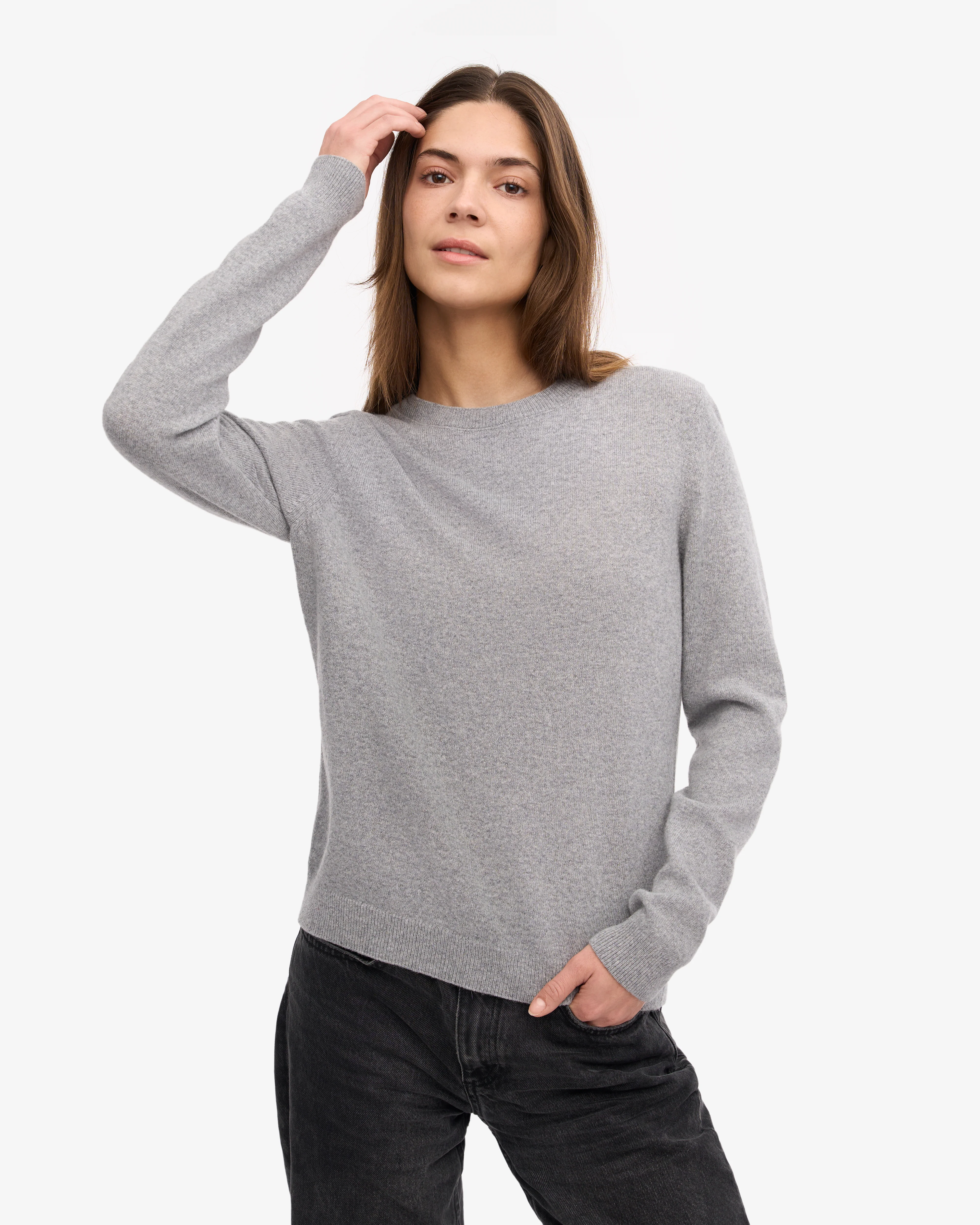 Women Light Merino Wool Crew - Heather Grey