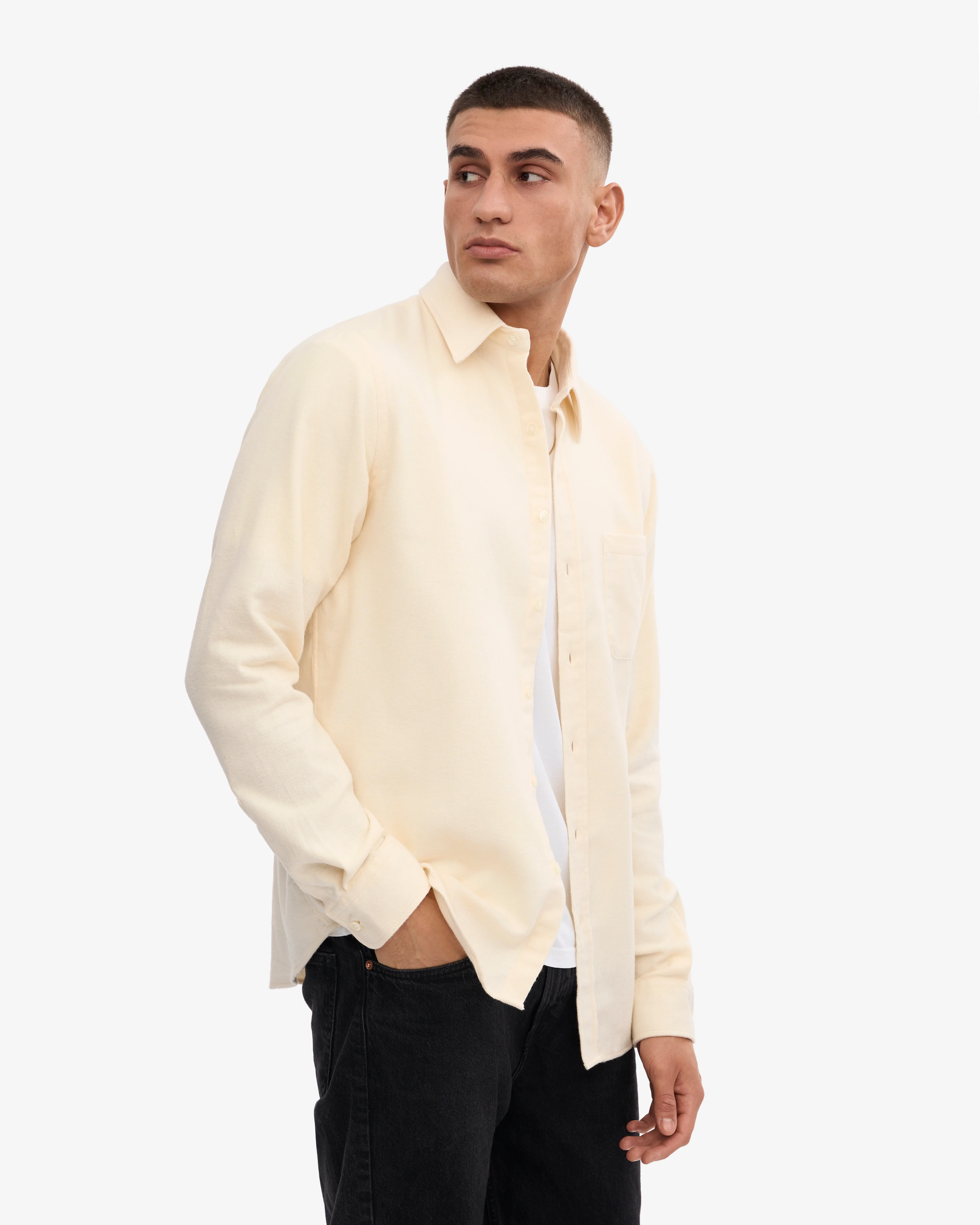 Organic Flannel Shirt - Ivory White