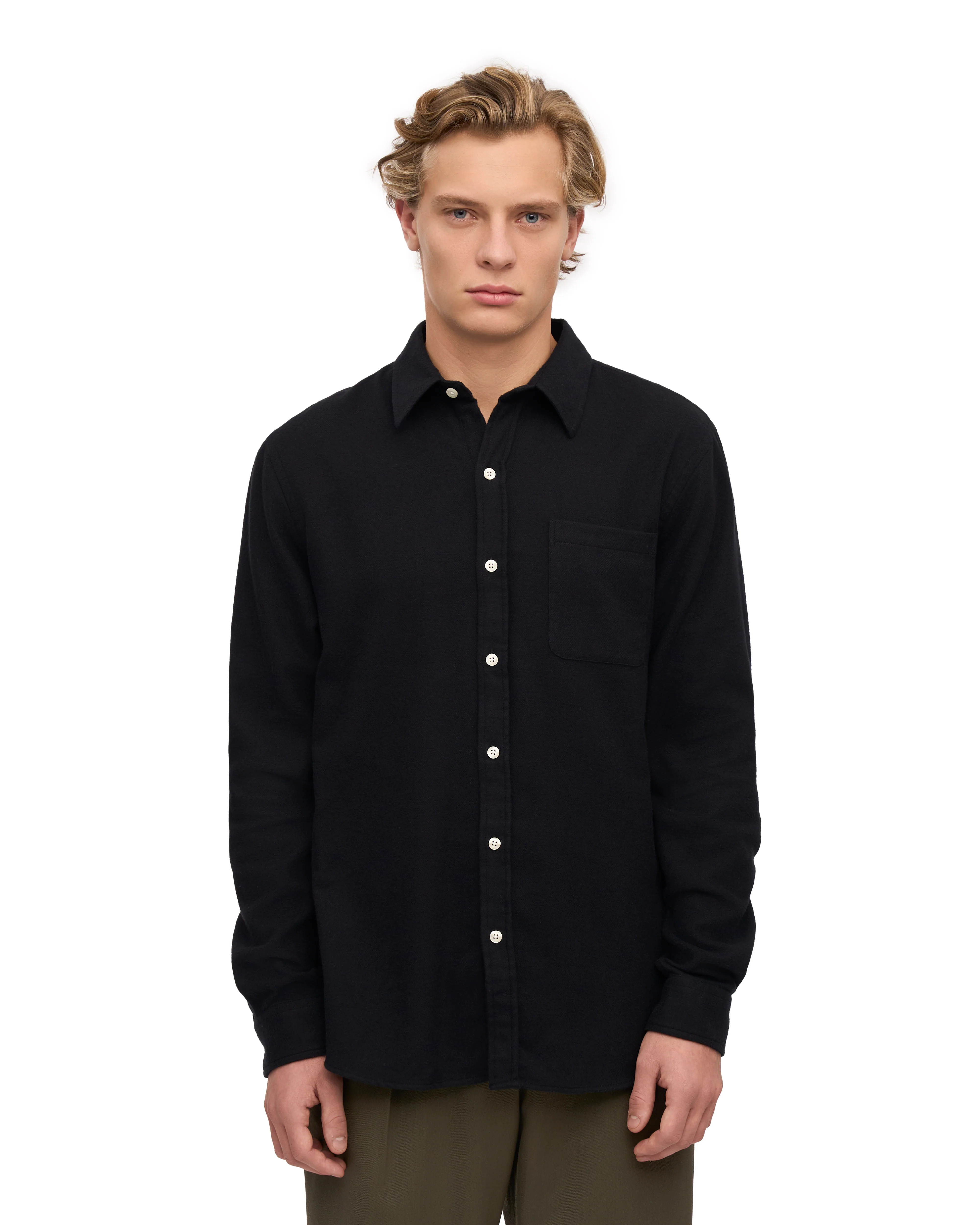 Organic Flannel Shirt - Deep Black