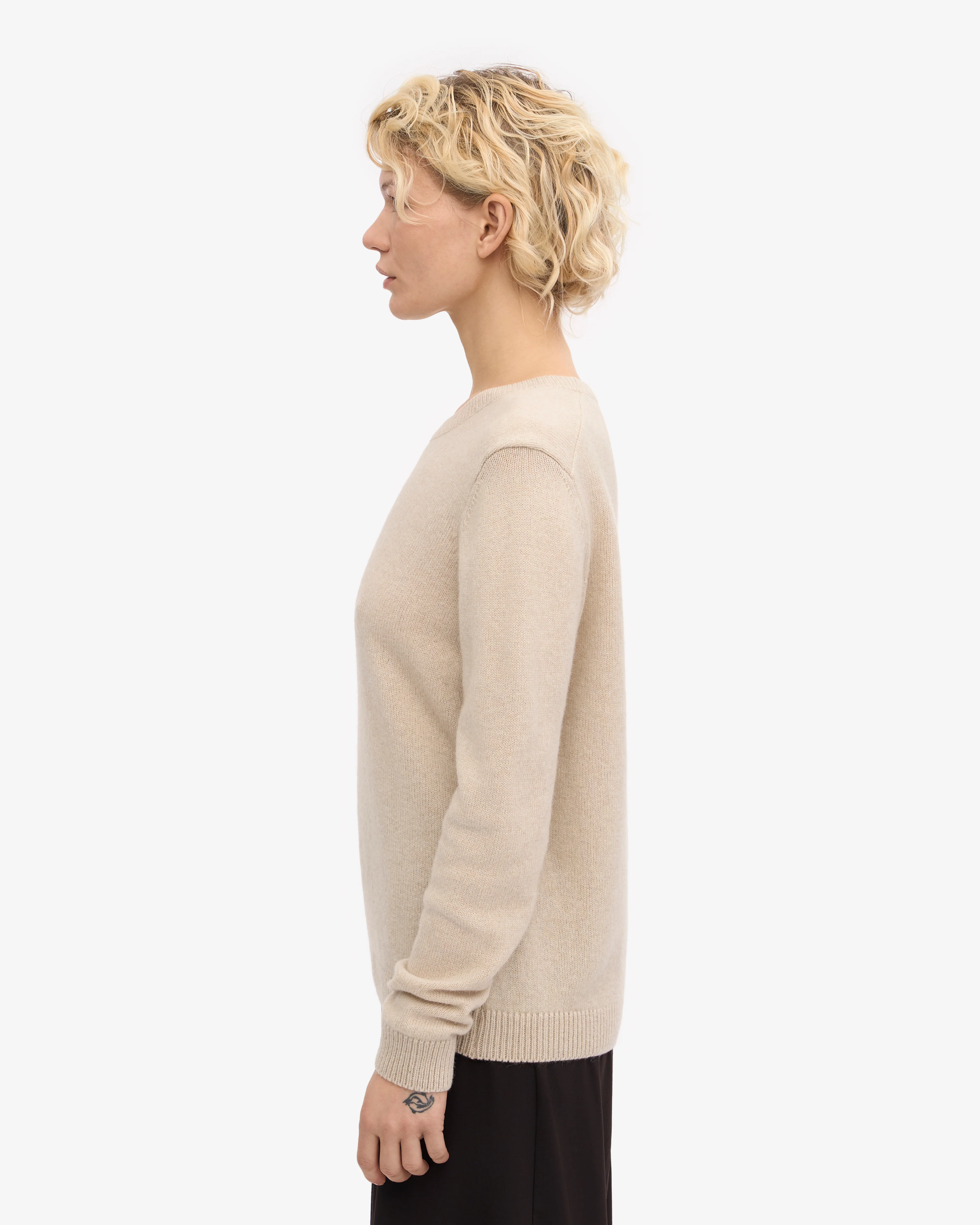 Women Classic Merino Wool Crew - Ivory White