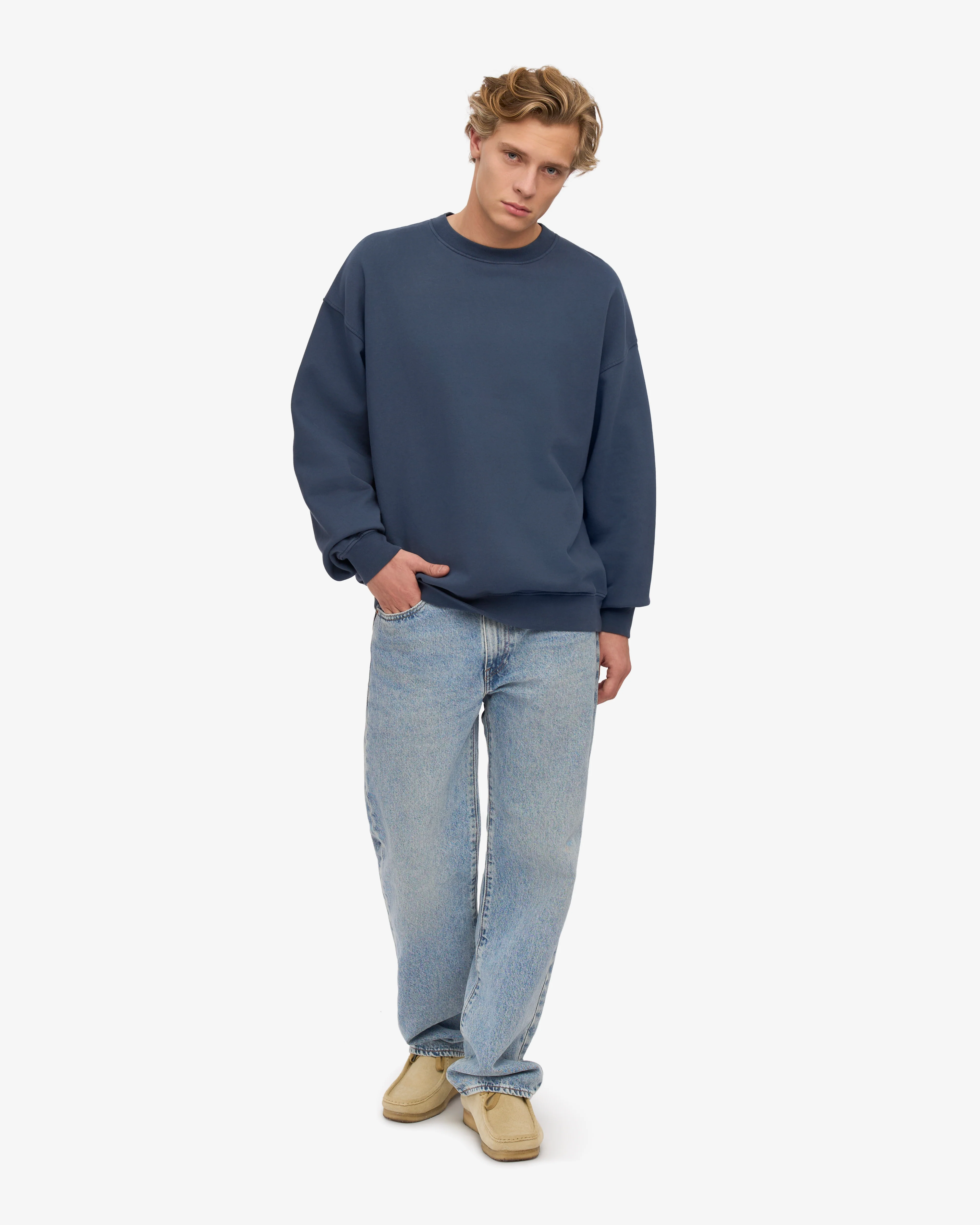 Organic Oversized Crew - Petrol Blue