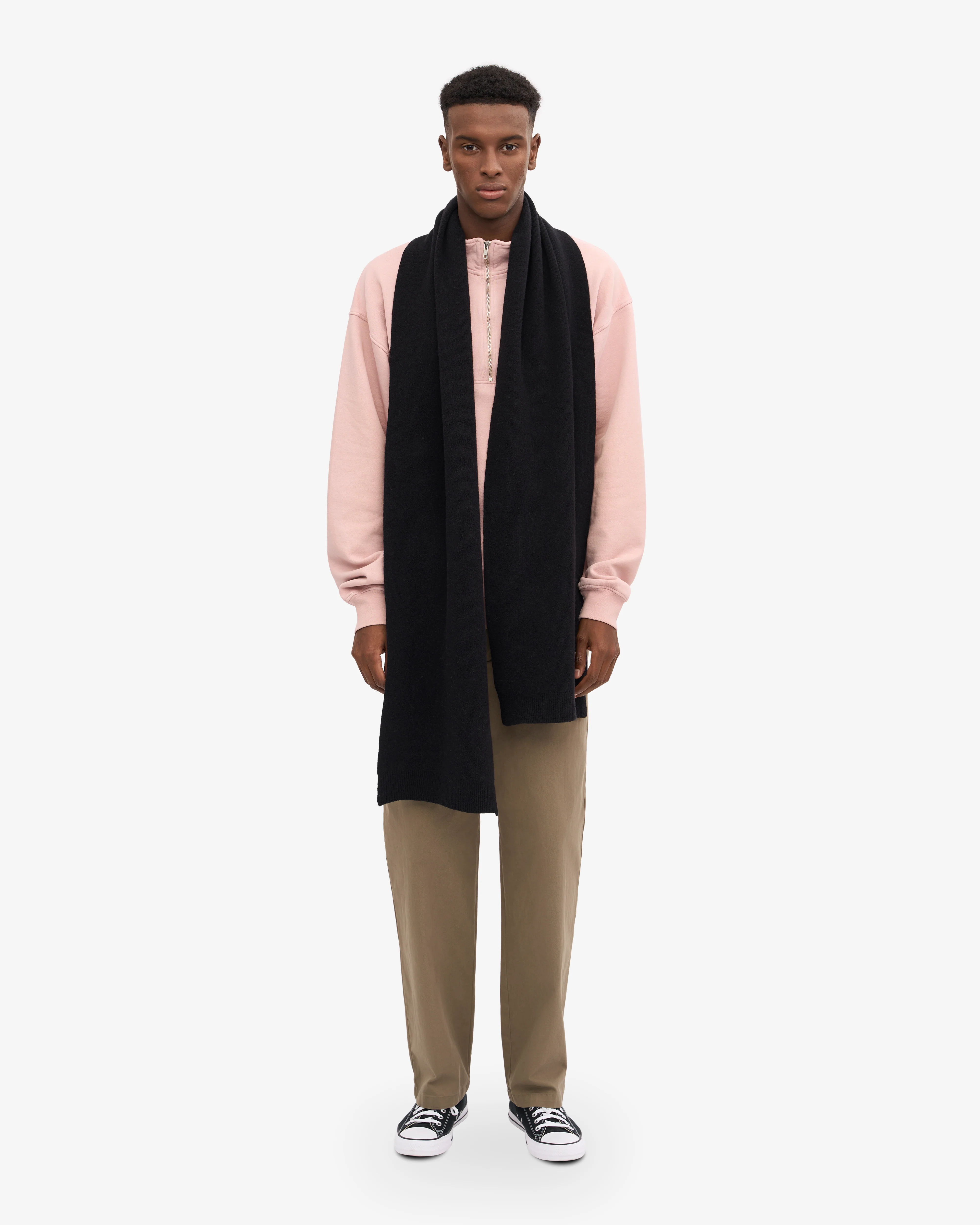 Merino Wool Scarf - Deep Black