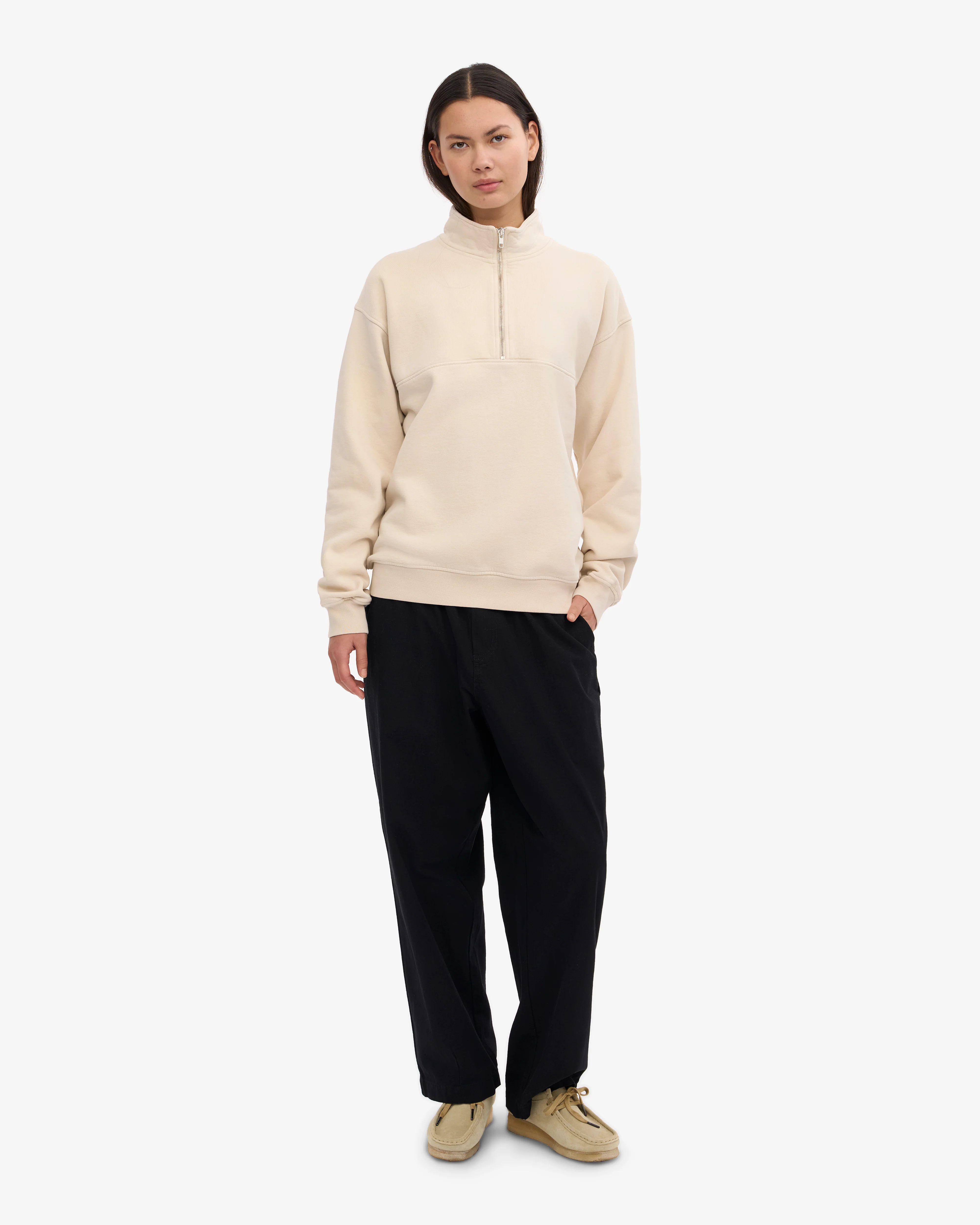 Organic Quarter Zip - Ivory White