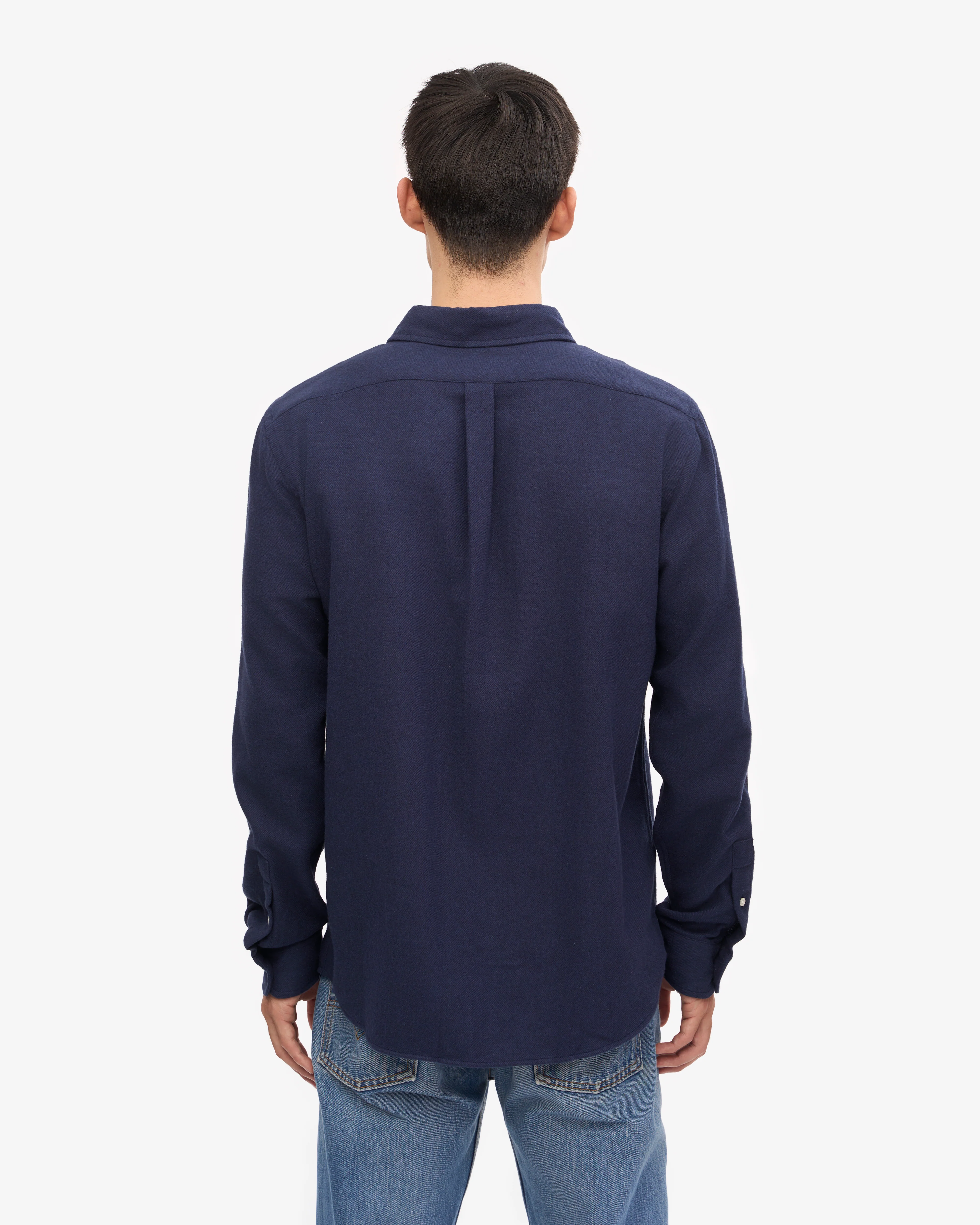 Organic Flannel Shirt - Navy Blue