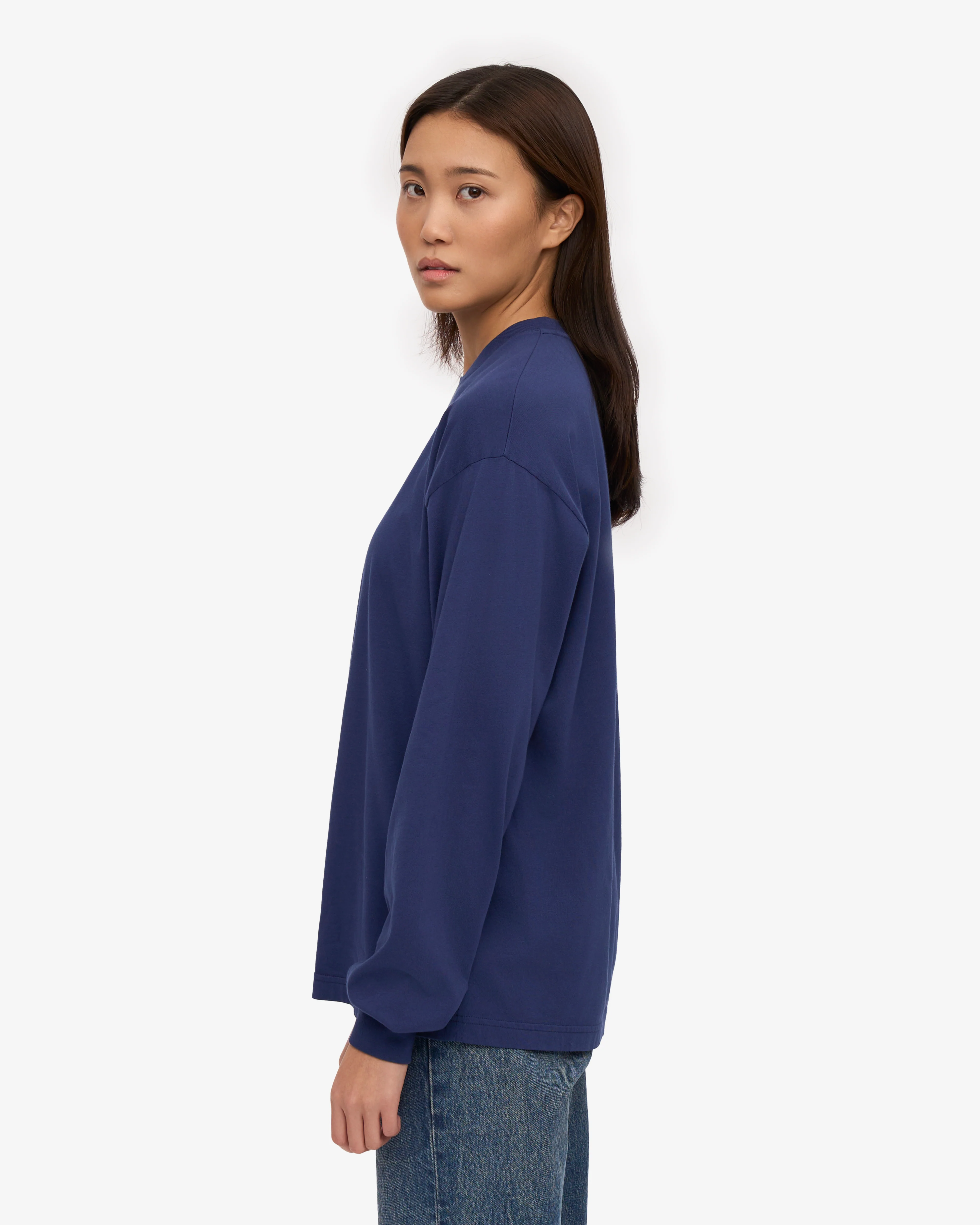 Oversized Organic LS T-Shirt - Marine Blue