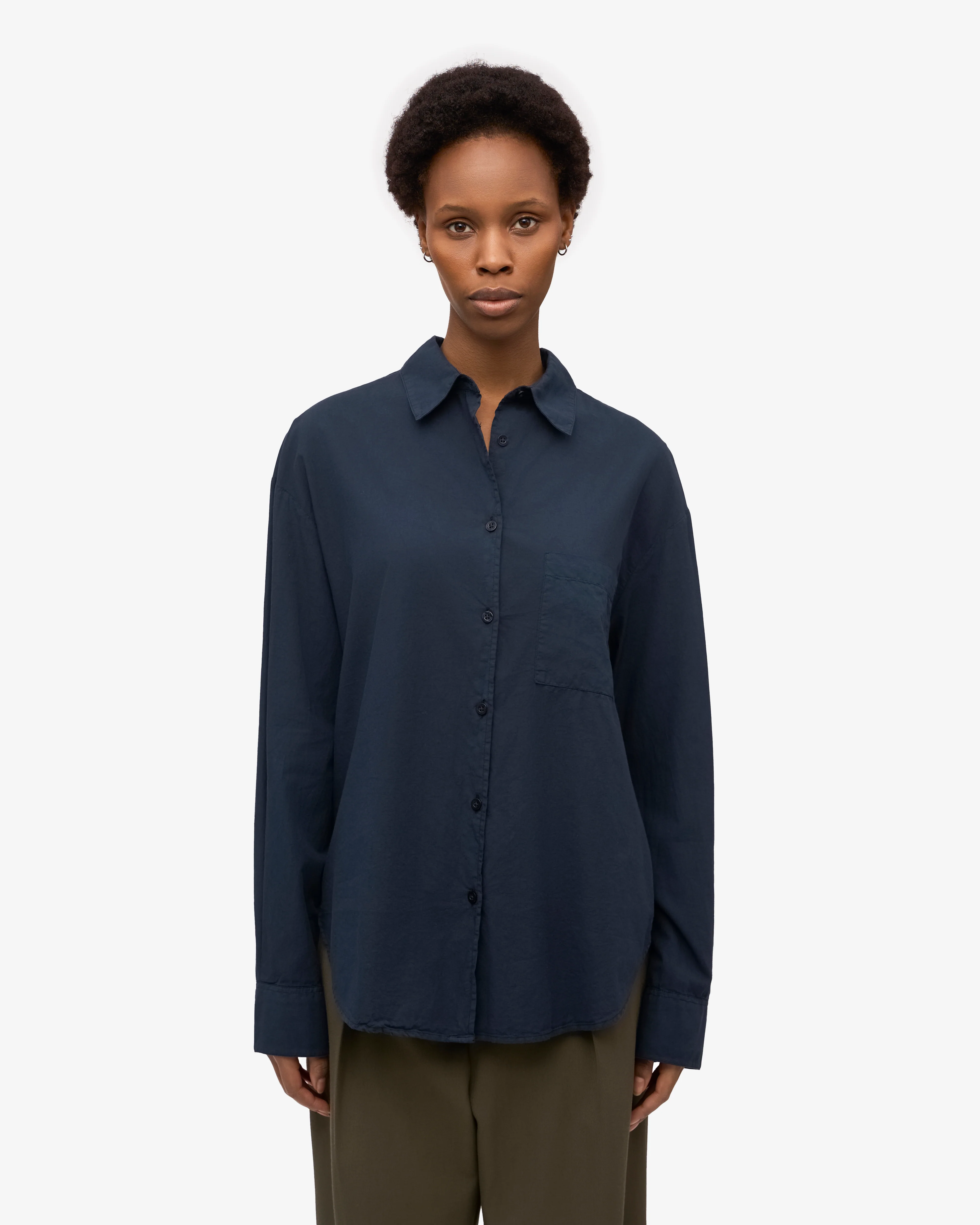 Organic Oversized Shirt - Navy Blue