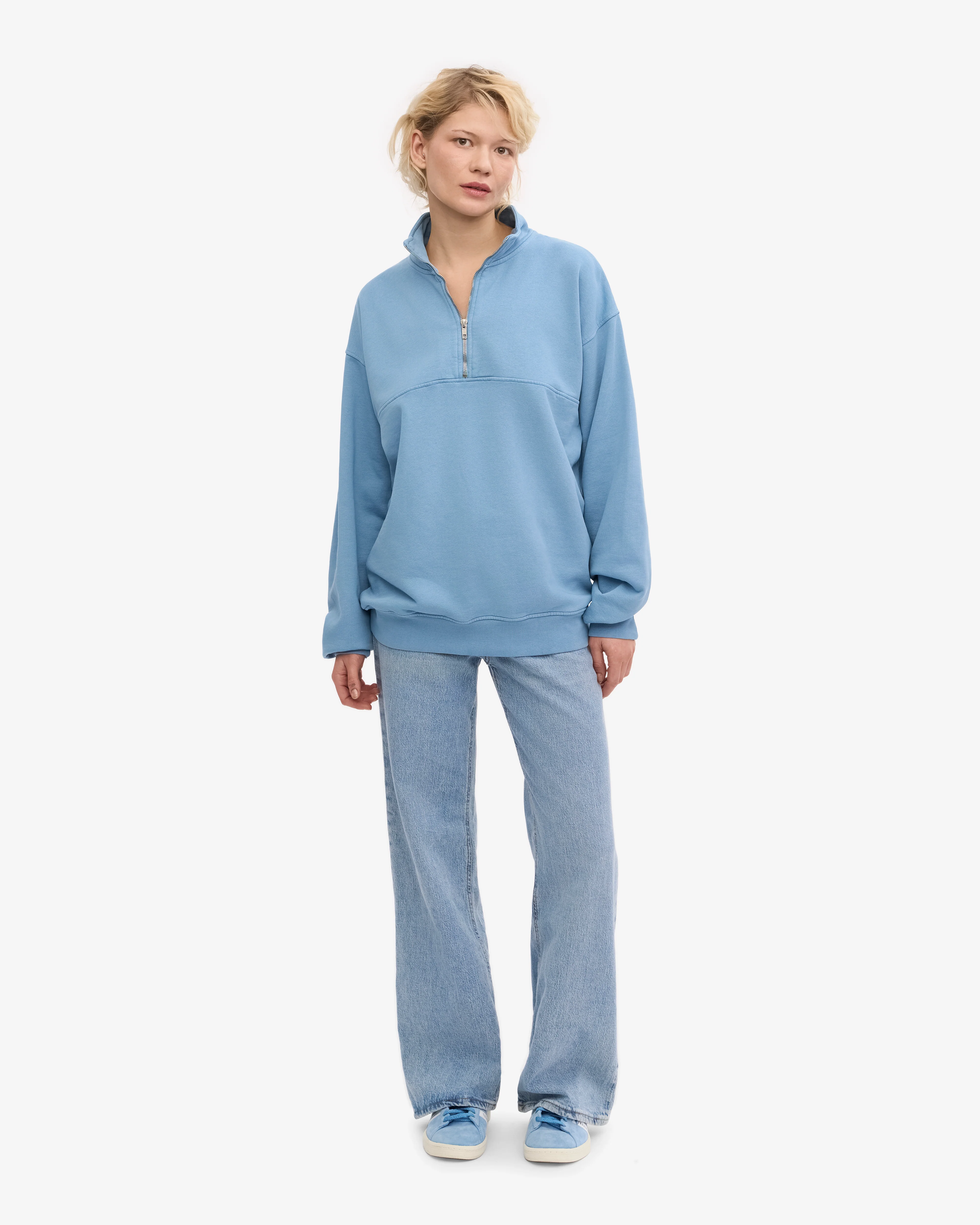 Organic Quarter Zip - Seaside Blue