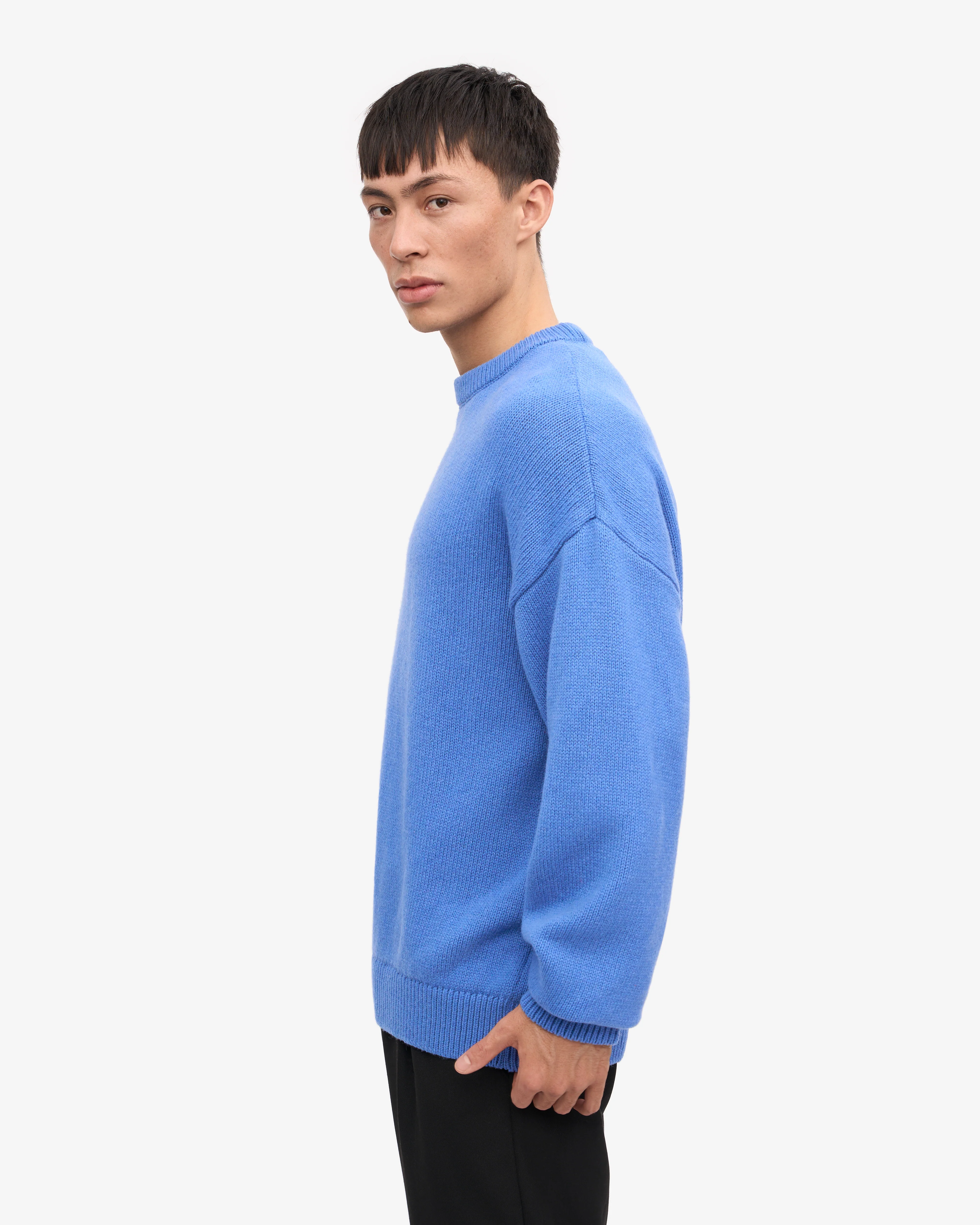 Oversized Merino Wool Crew - Pacific Blue