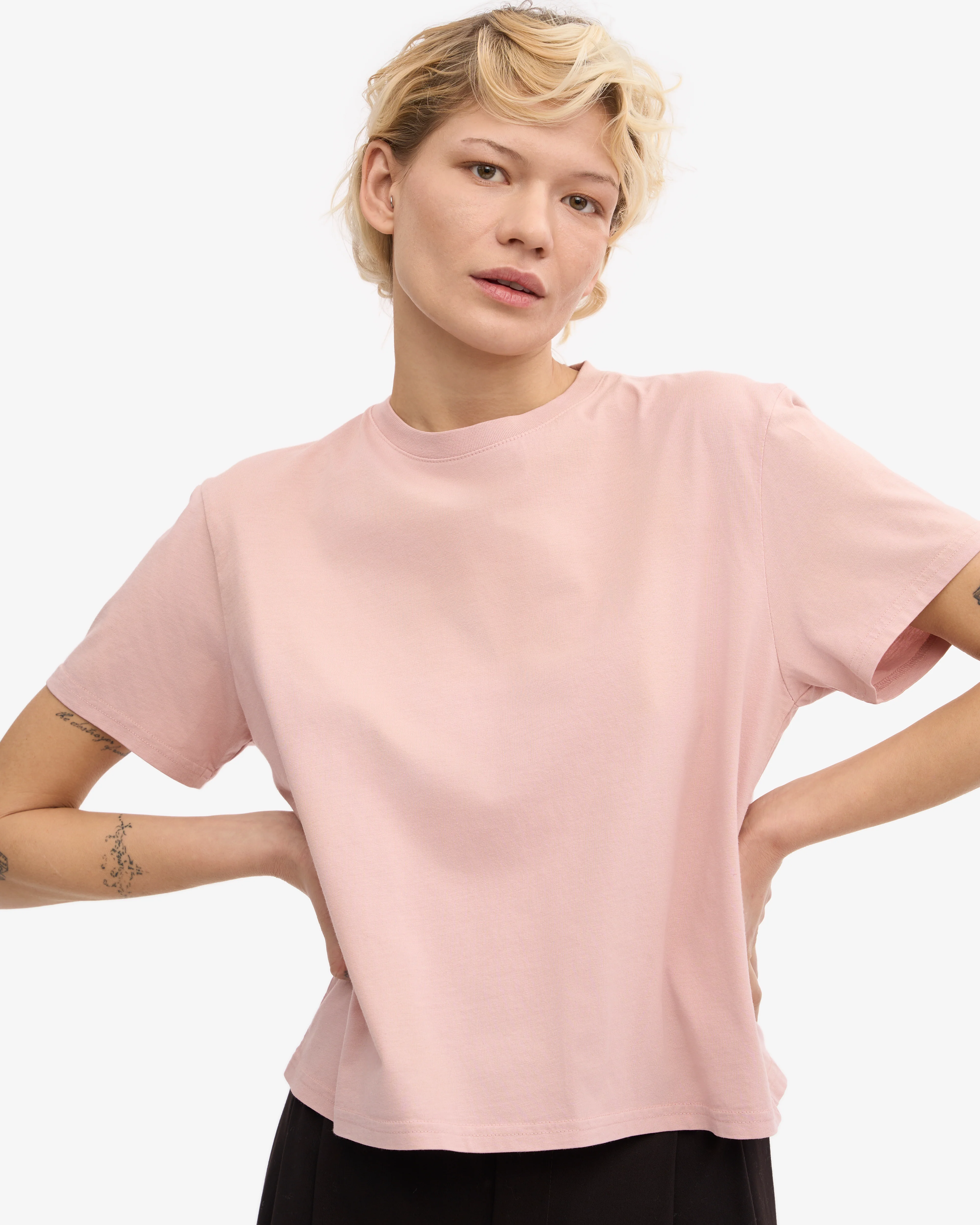 Organic Boxy Crop Tee - Faded Pink