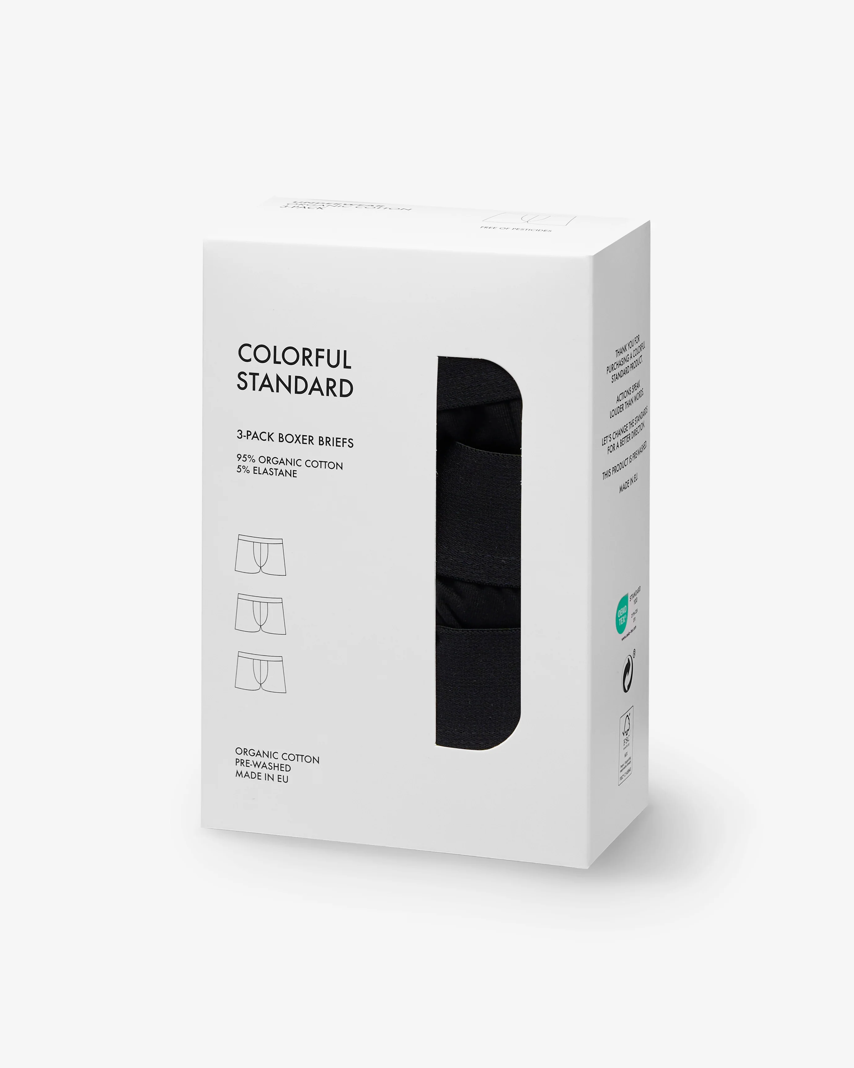 Organic Boxer Briefs 3 Pack - Deep Black