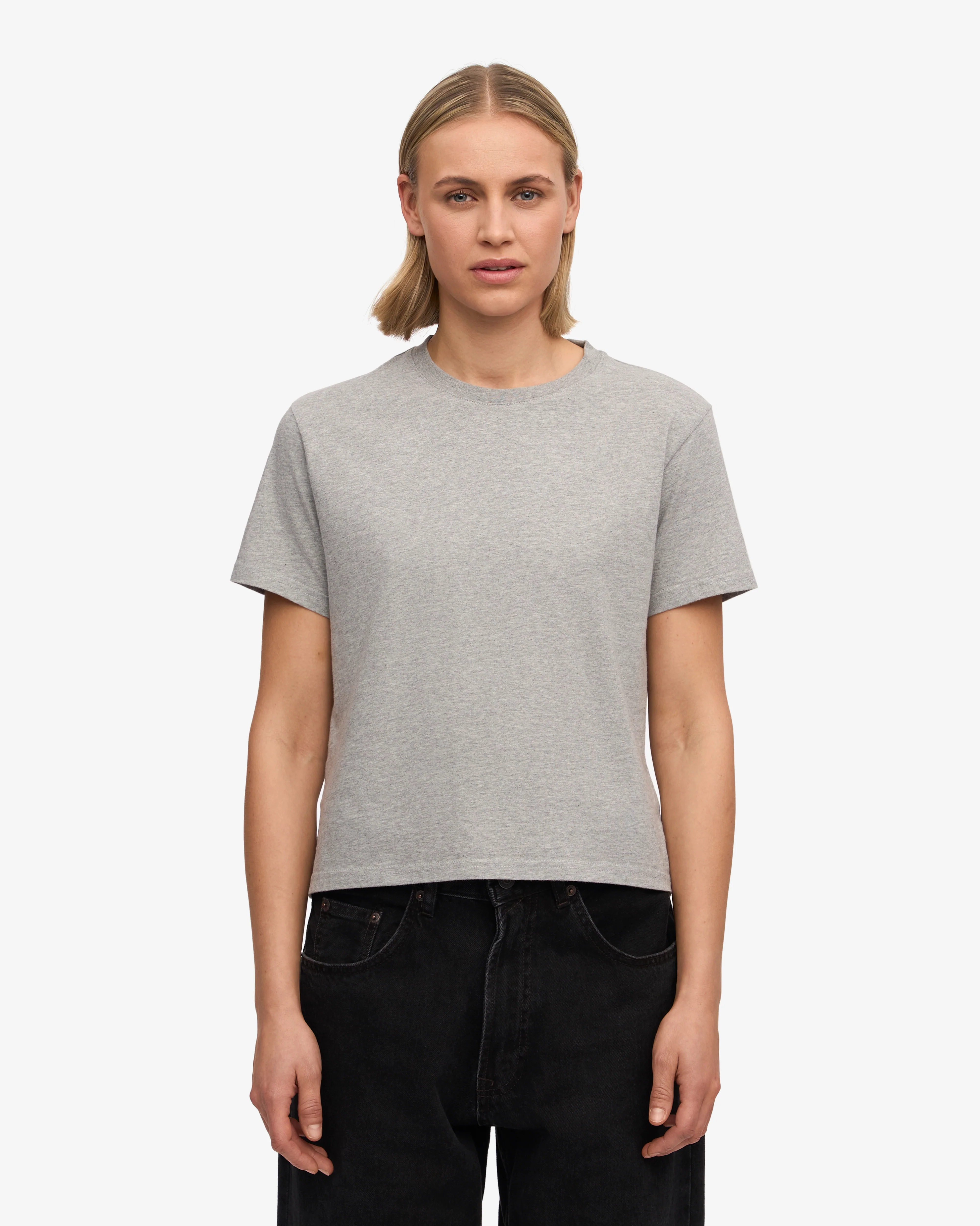 Organic Boxy Crop Tee - Heather Grey
