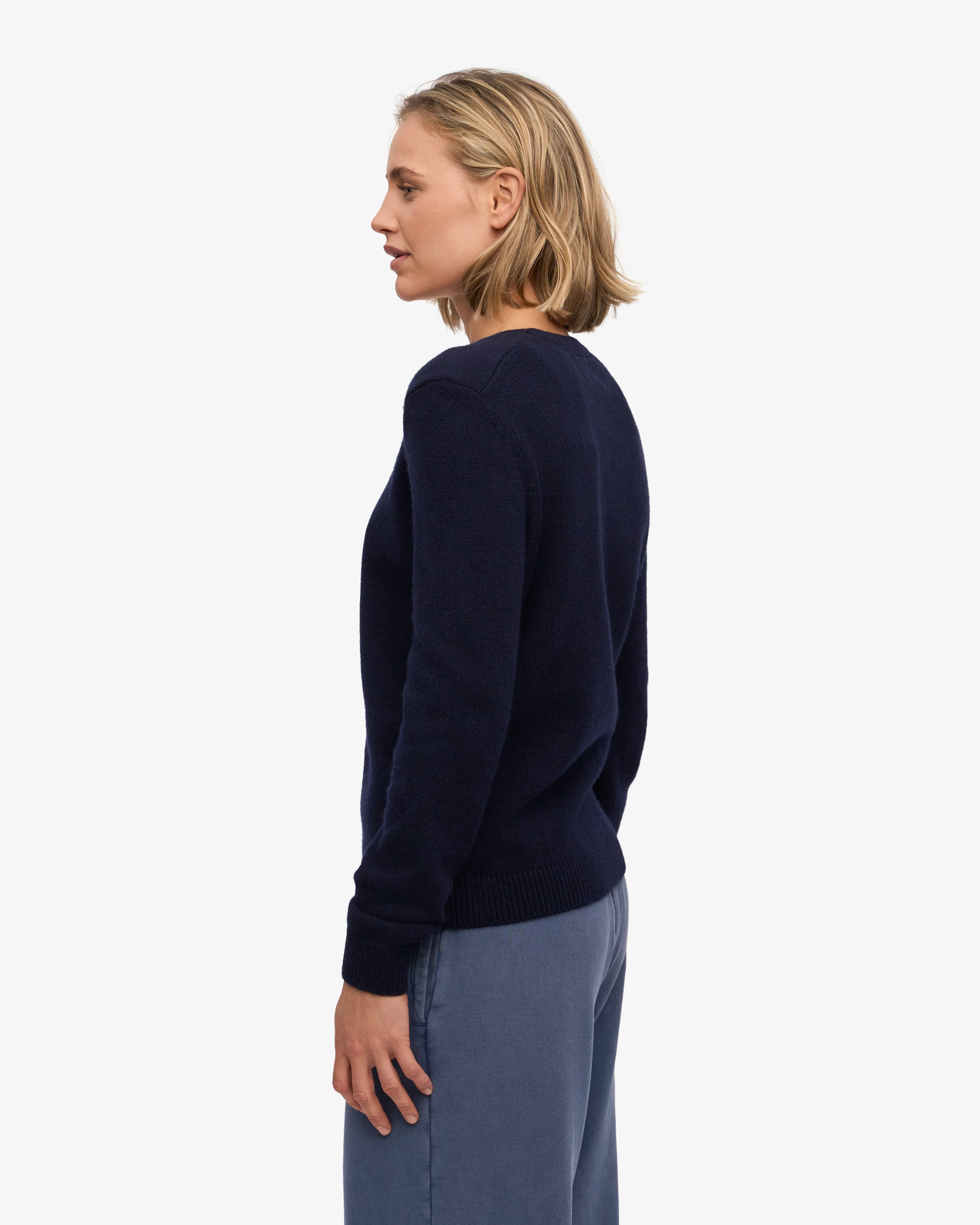 Women Classic Merino Wool Crew - Navy Blue