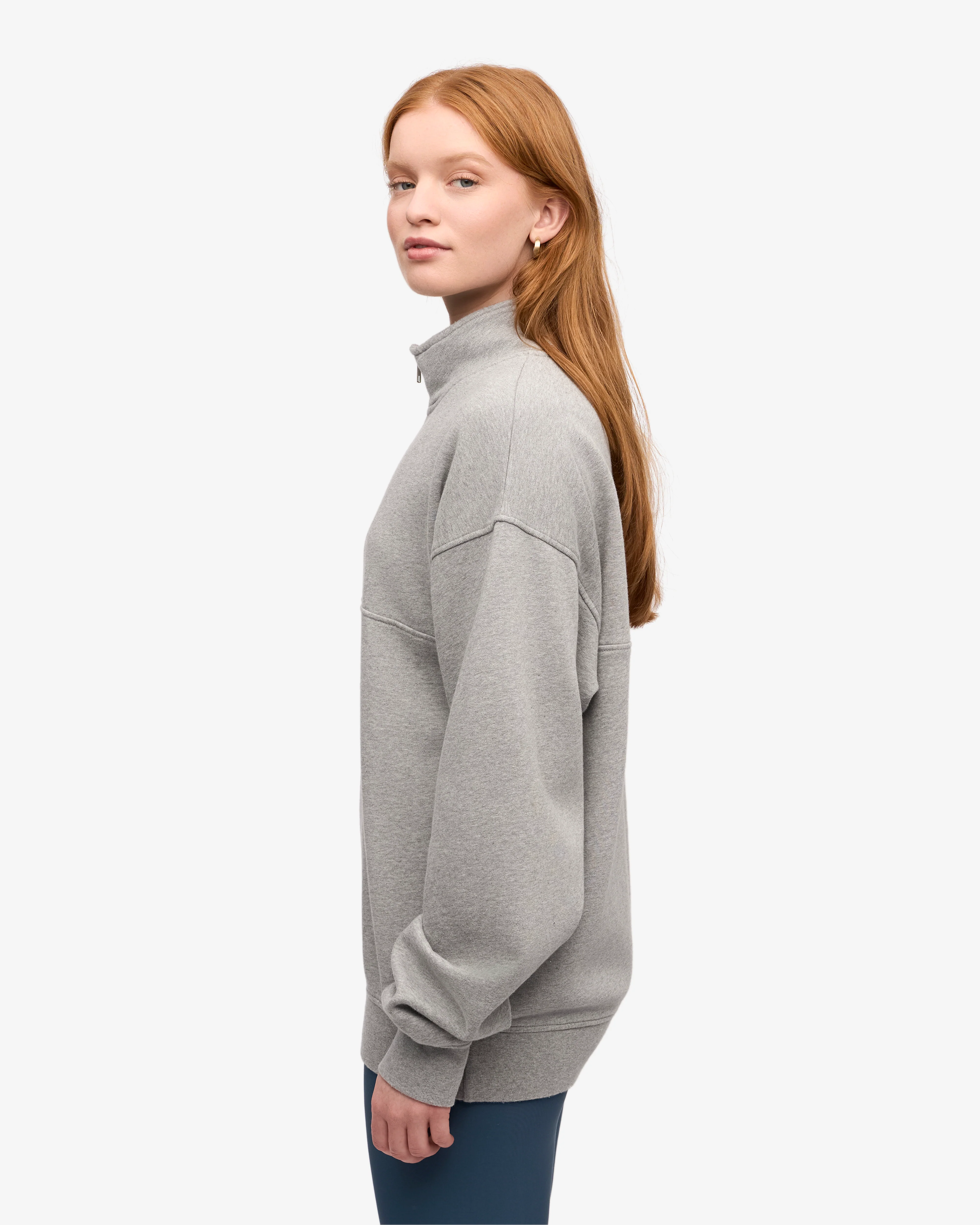 Organic Quarter Zip - Heather Grey