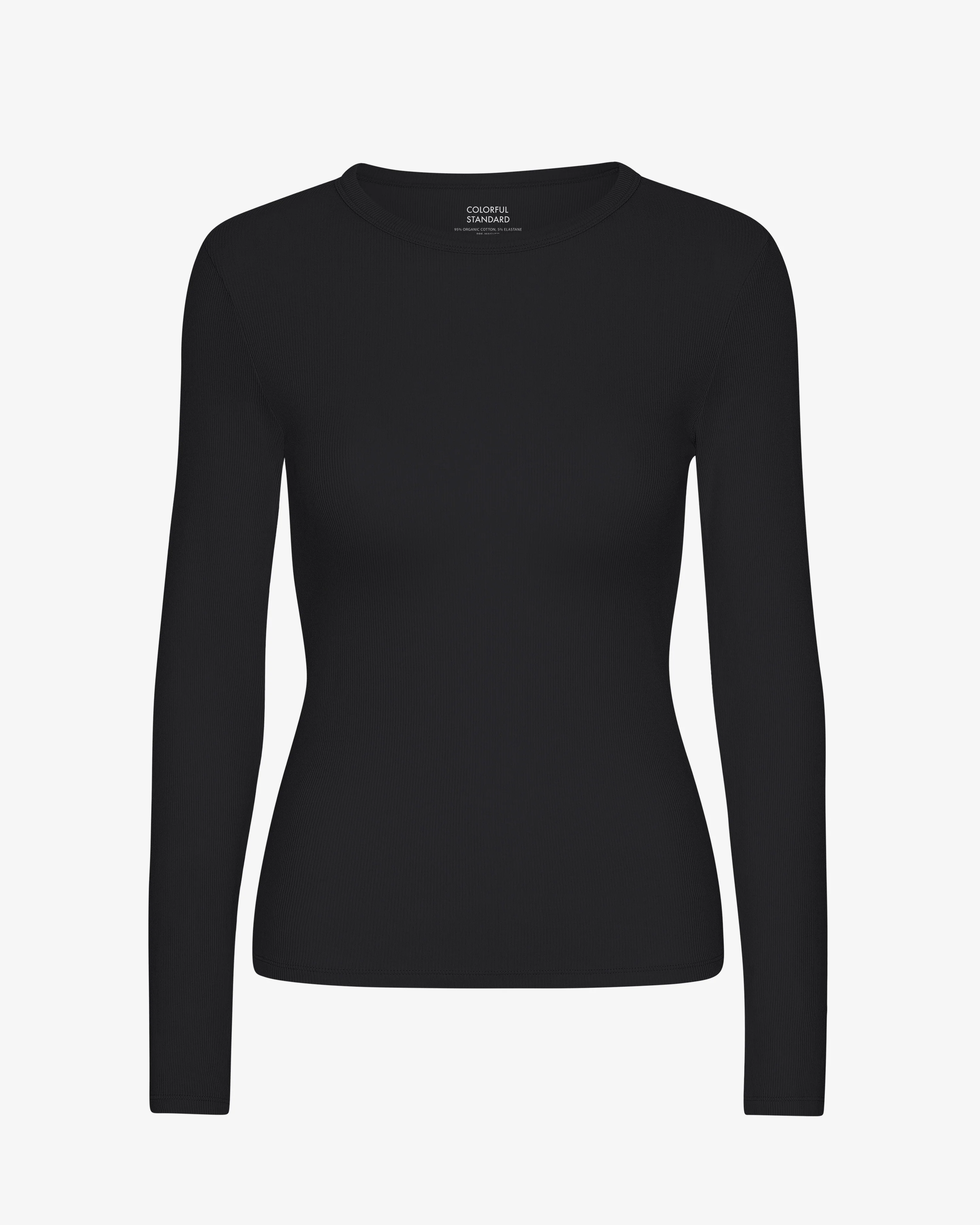 Women Organic Rib LS T-Shirt - Deep Black