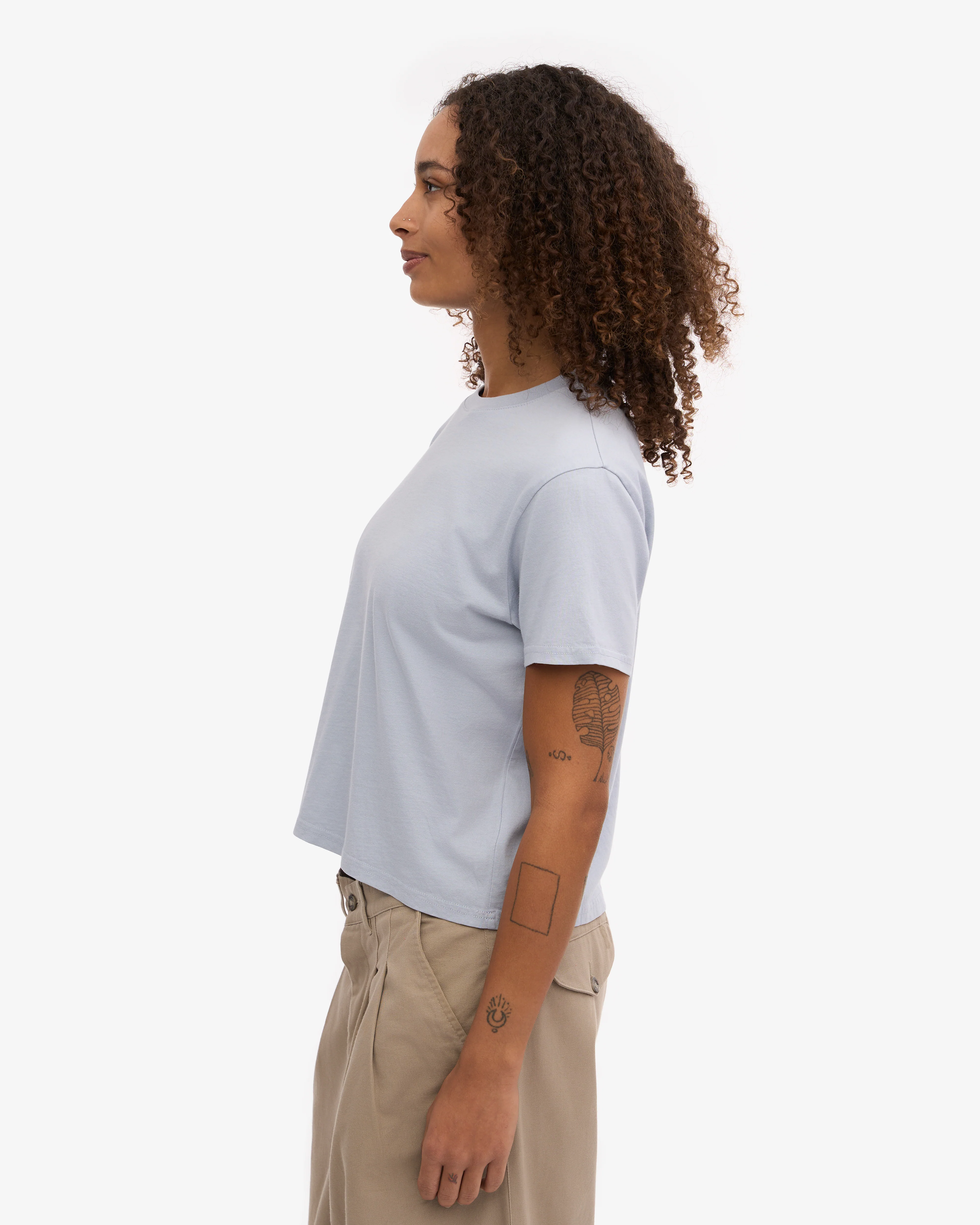 Organic Boxy Crop Tee - Polar Blue