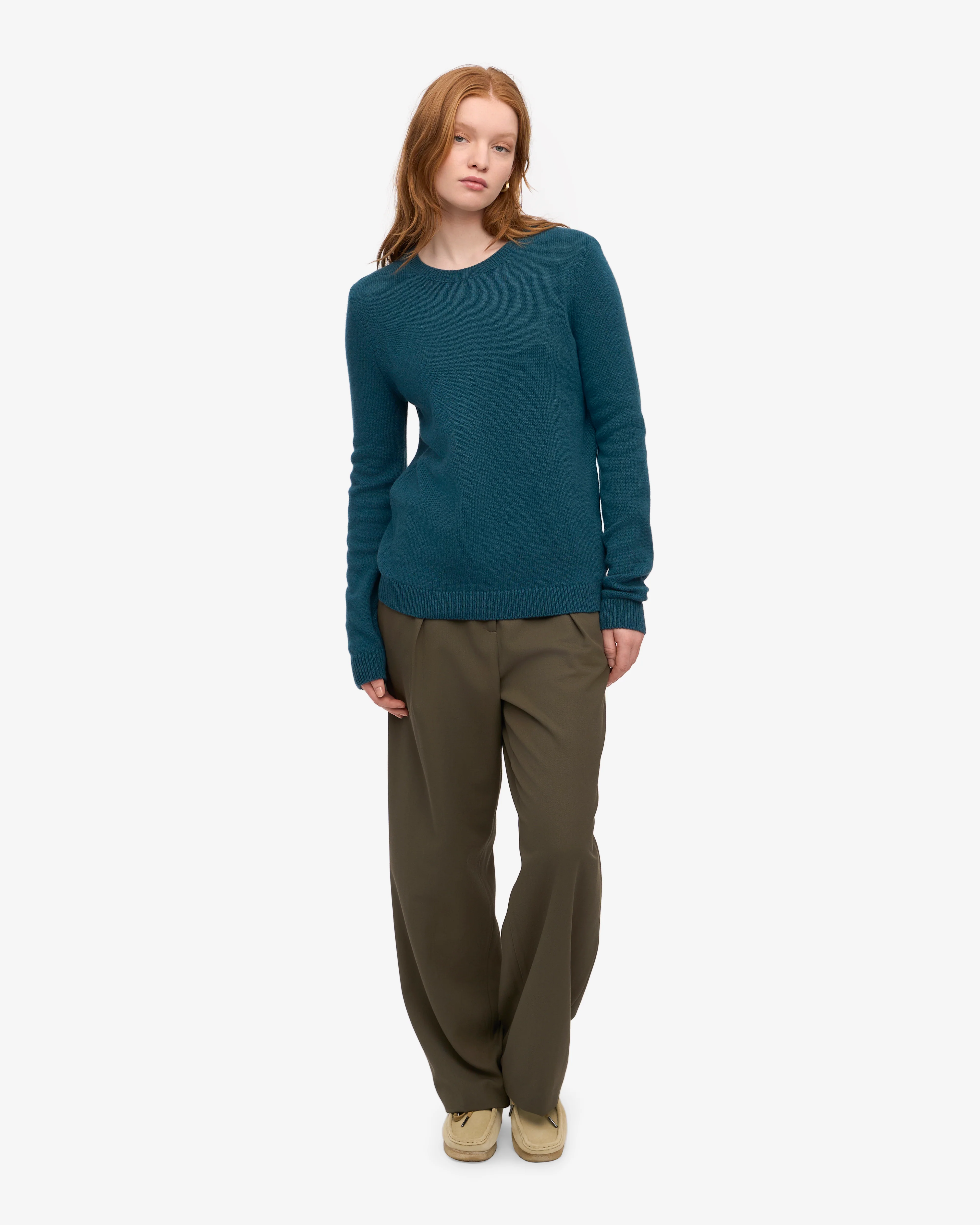 Women Classic Merino Wool Crew - Ocean Green