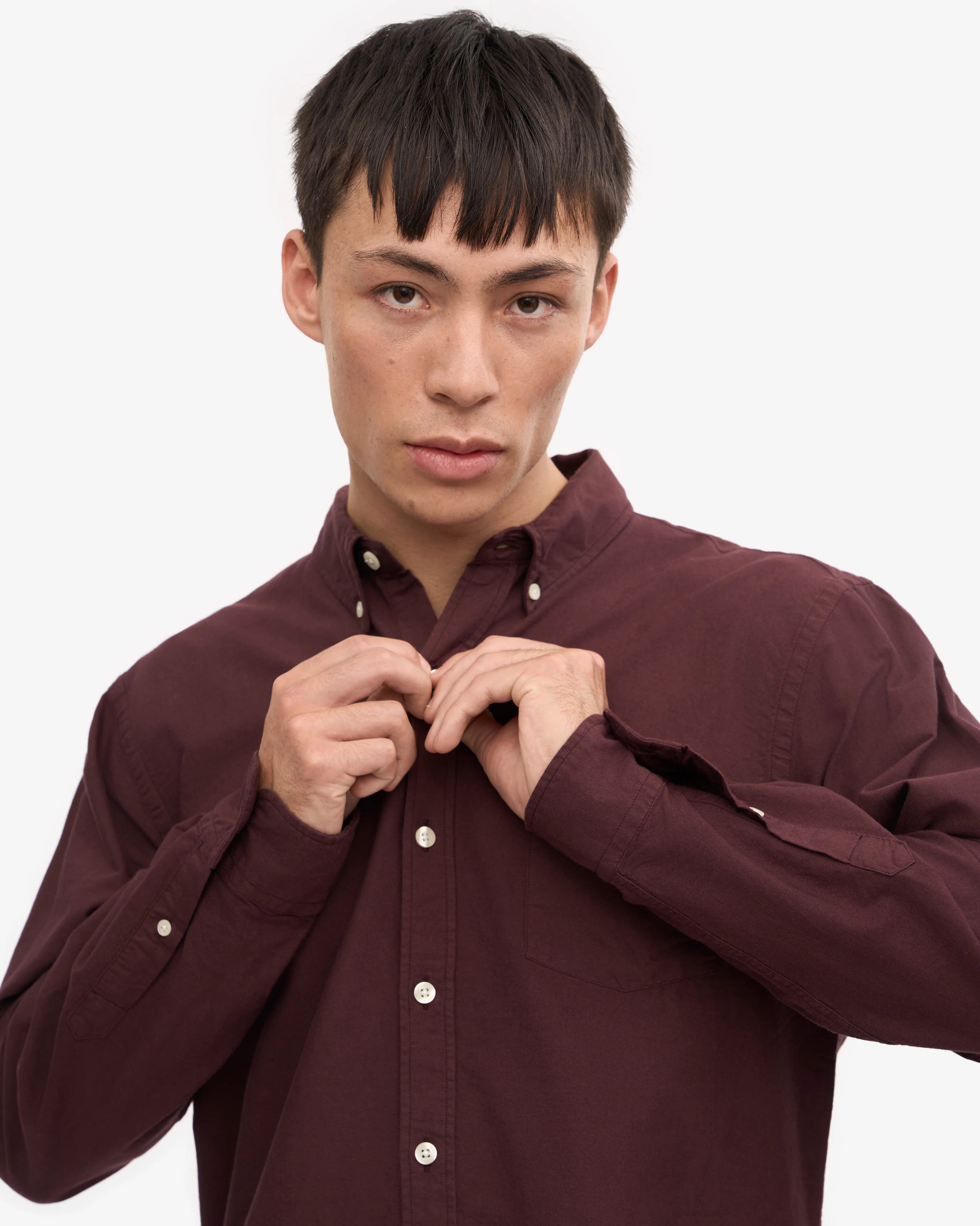 Organic Button Down Shirt - Oxblood Red