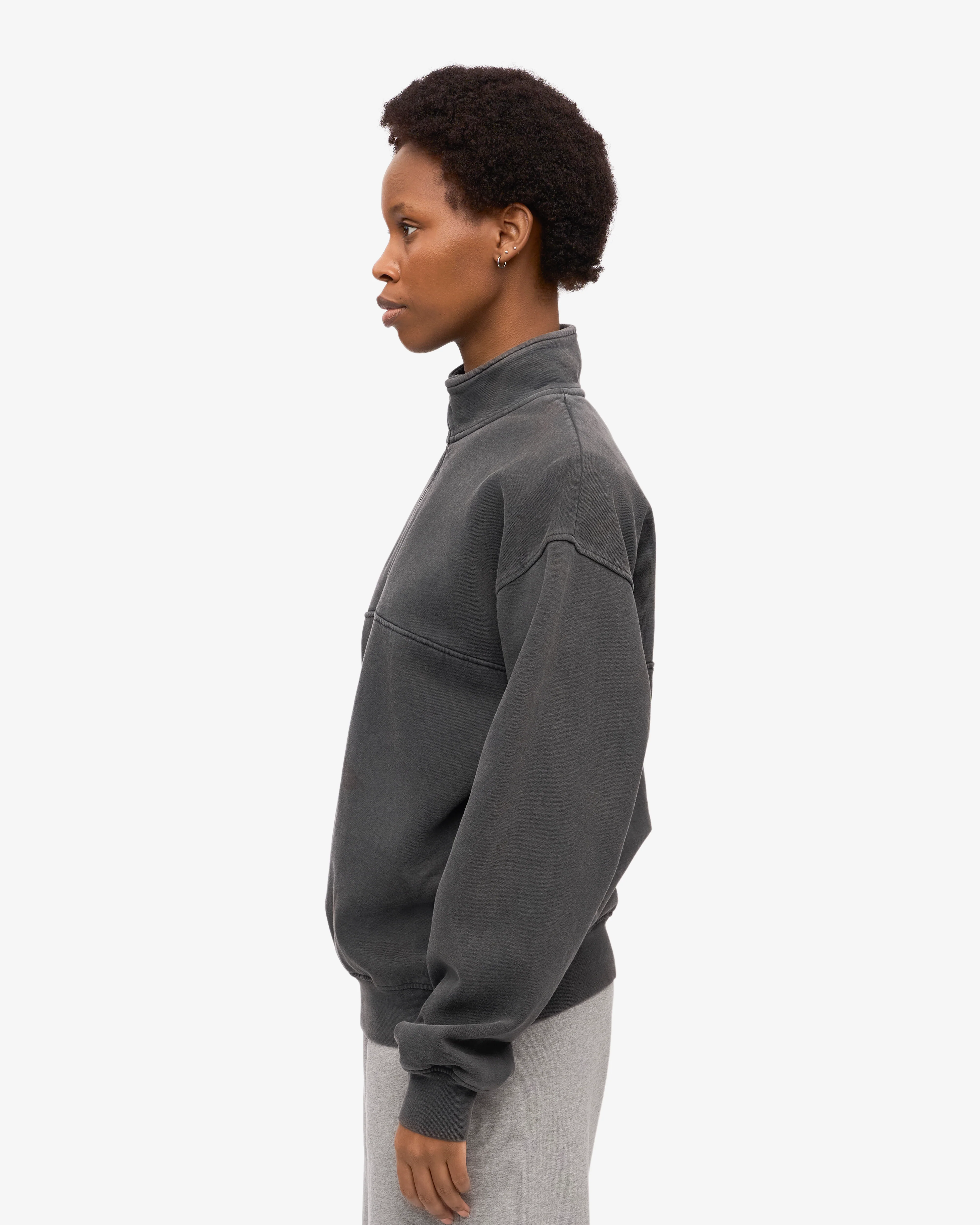 Organic Quarter Zip - Faded Black