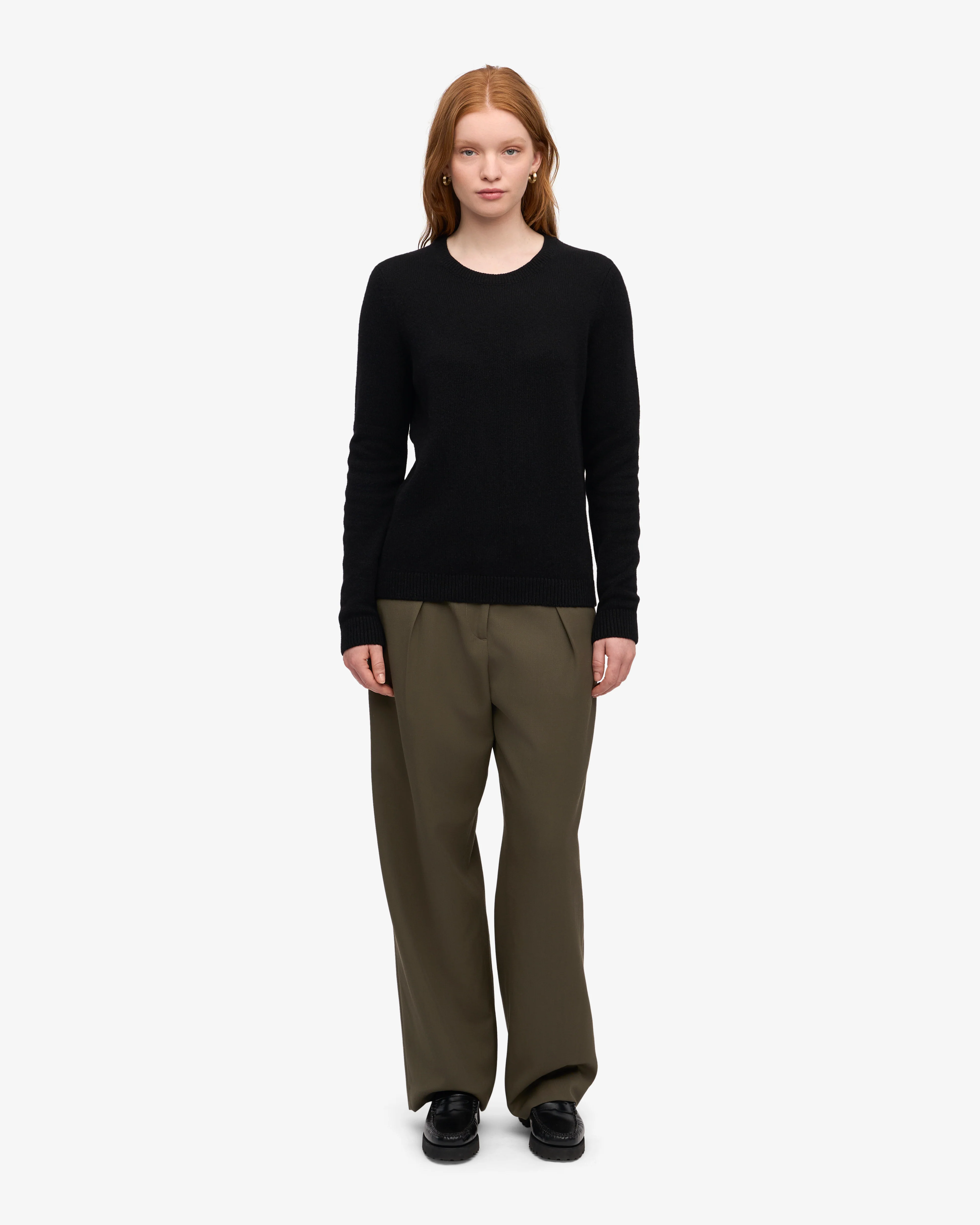 Women Classic Merino Wool Crew - Deep Black