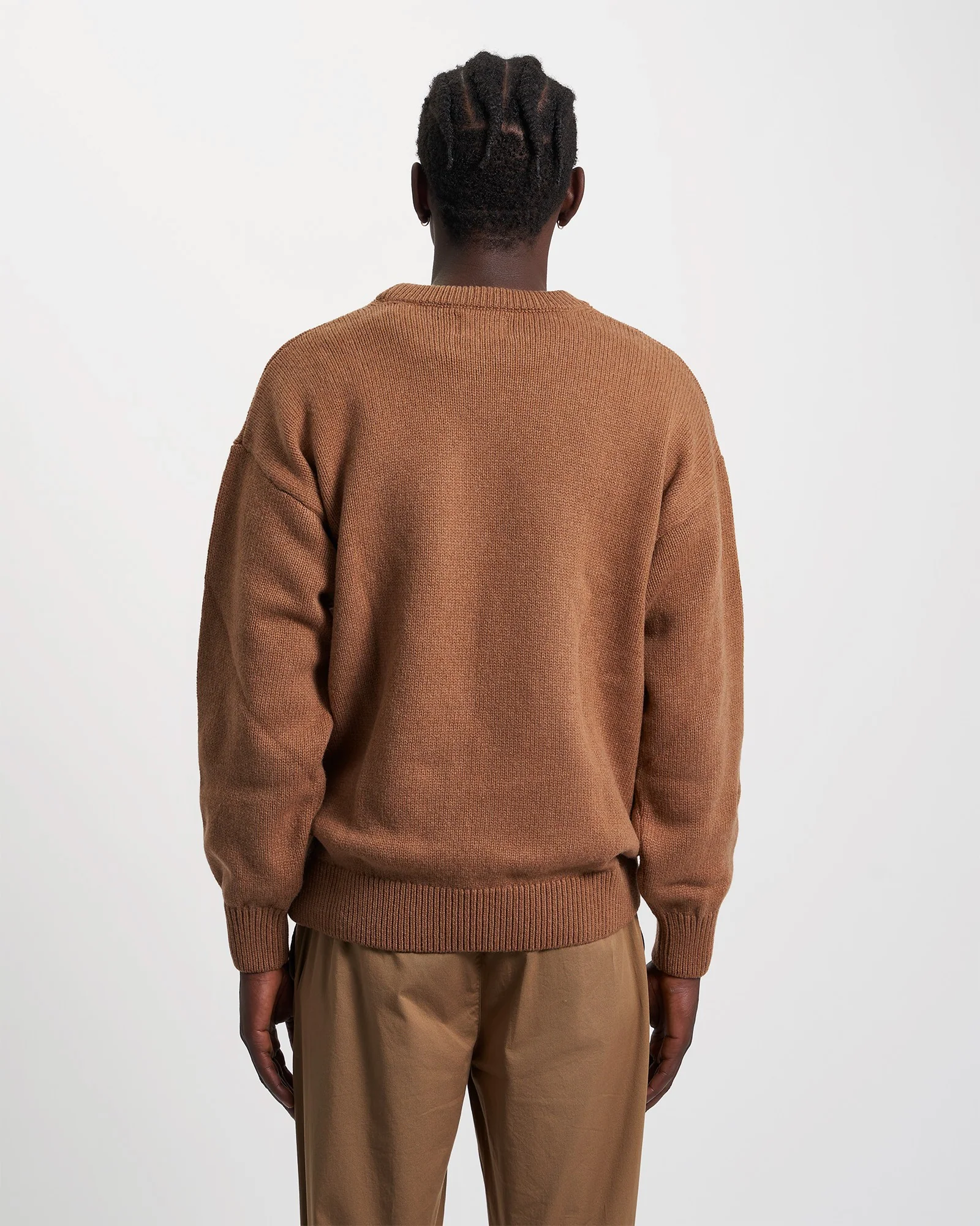 Oversized Merino Wool Crew - Sahara Camel