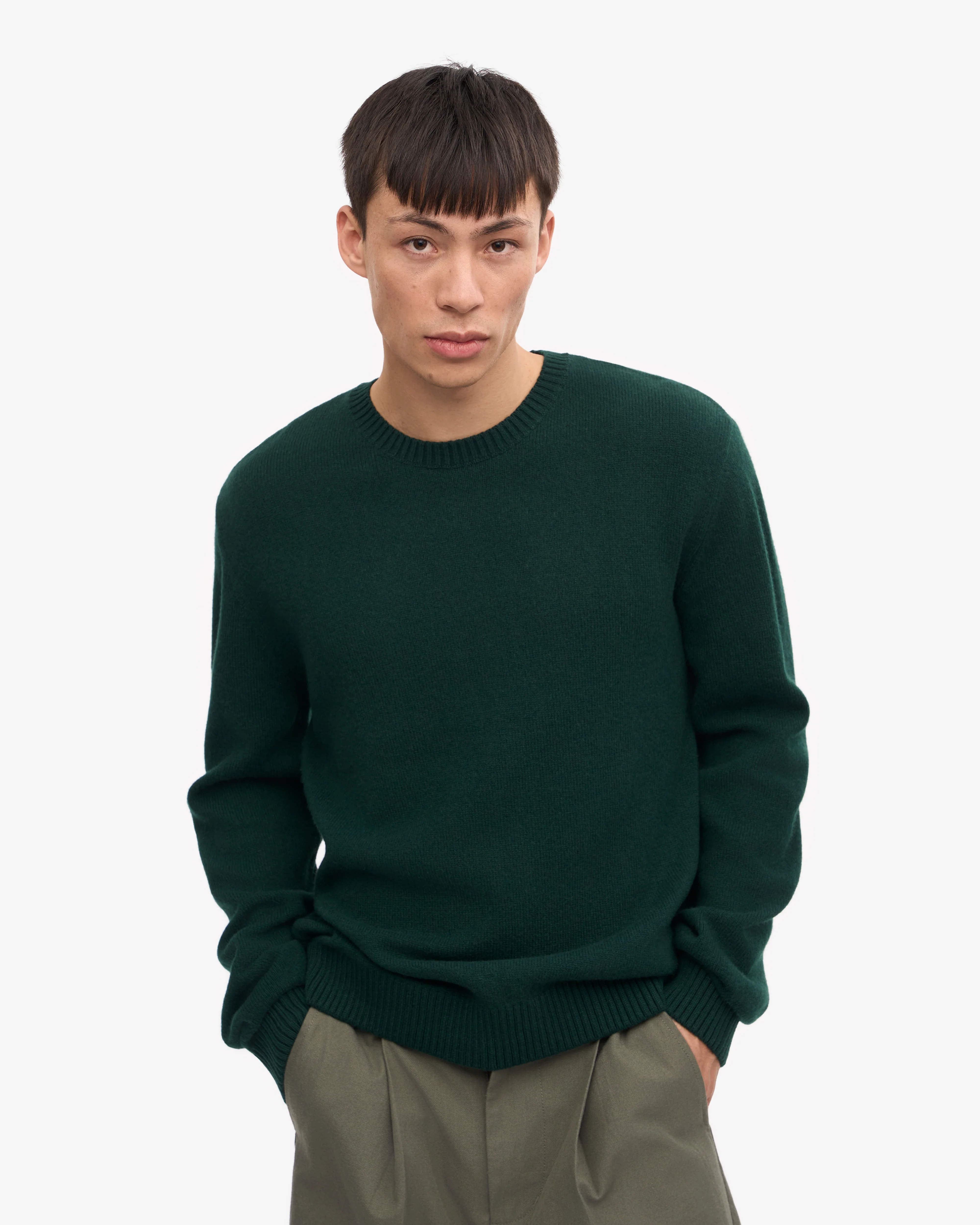 Classic Merino Wool Crew - Emerald Green