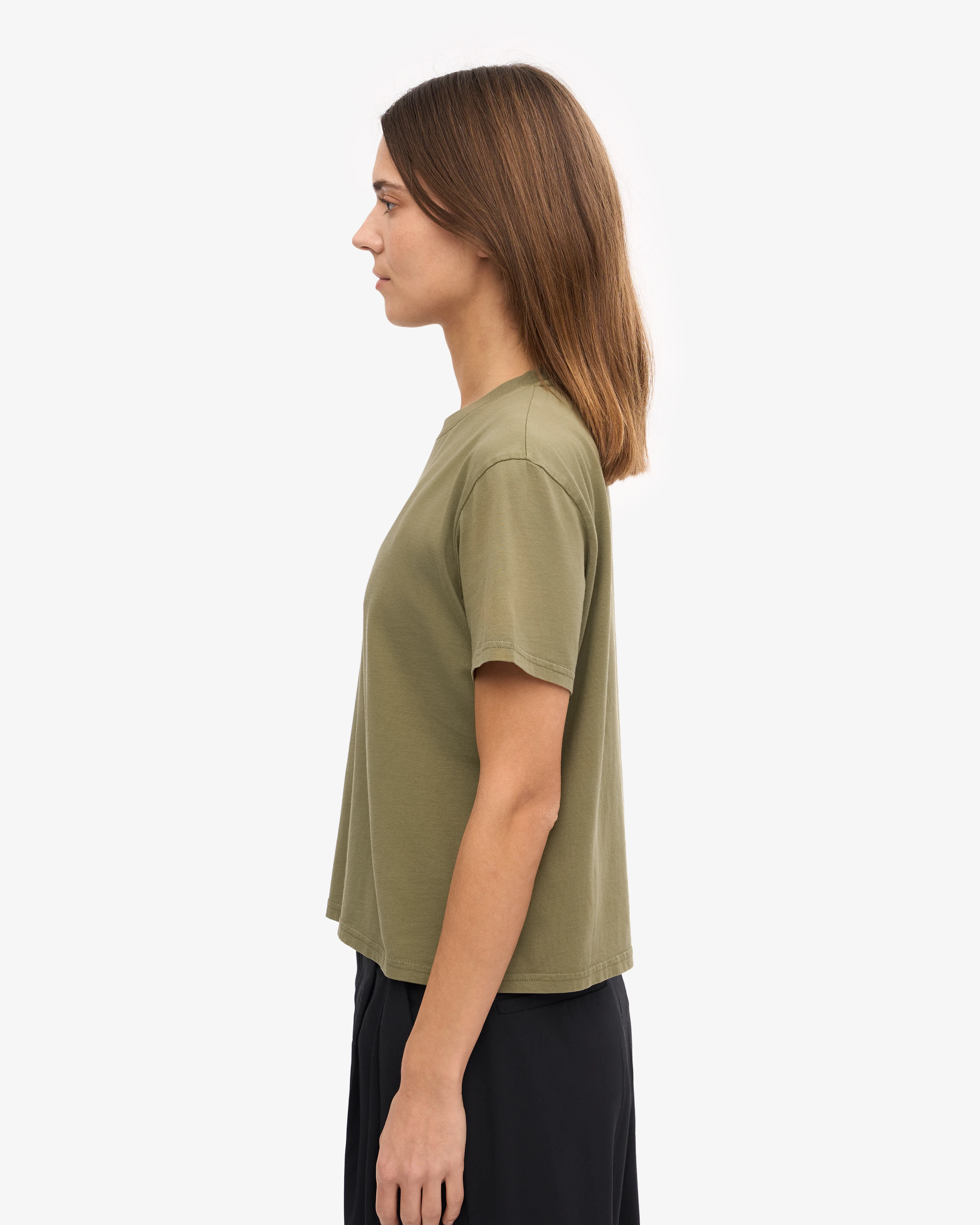 Organic Boxy Crop Tee - Dusty Olive