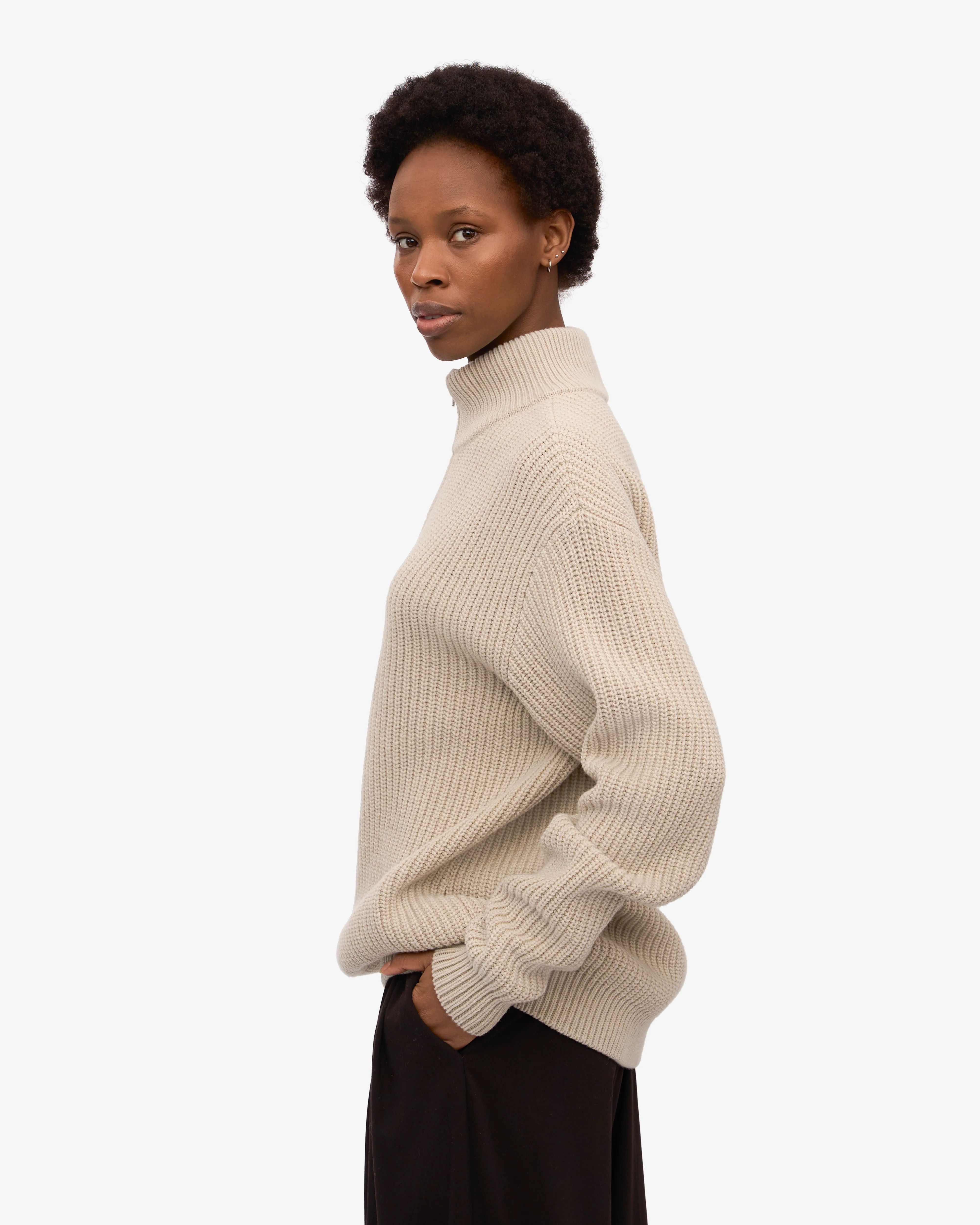 Merino Quarter Zip - Ivory White