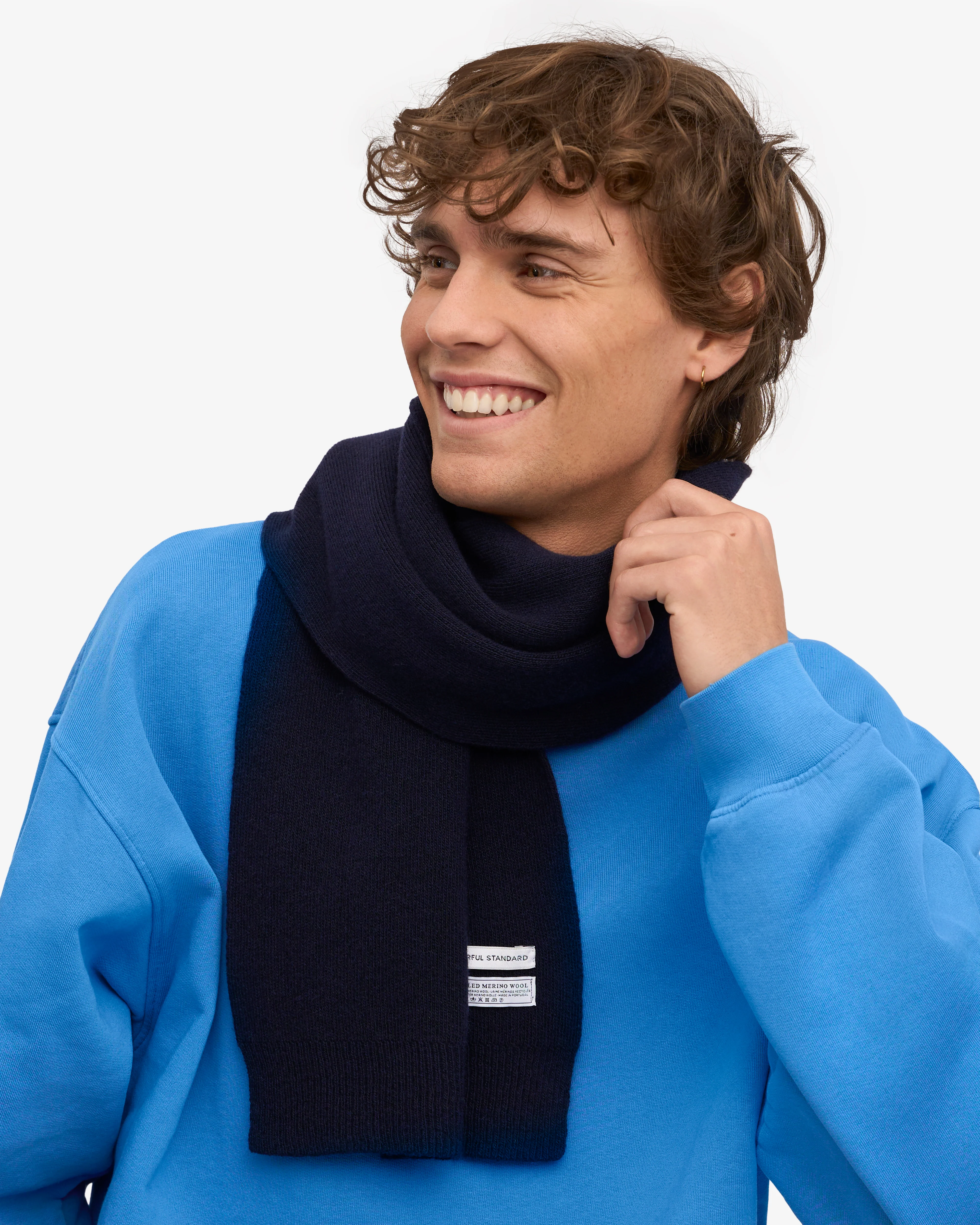 Merino Wool Scarf - Navy Blue
